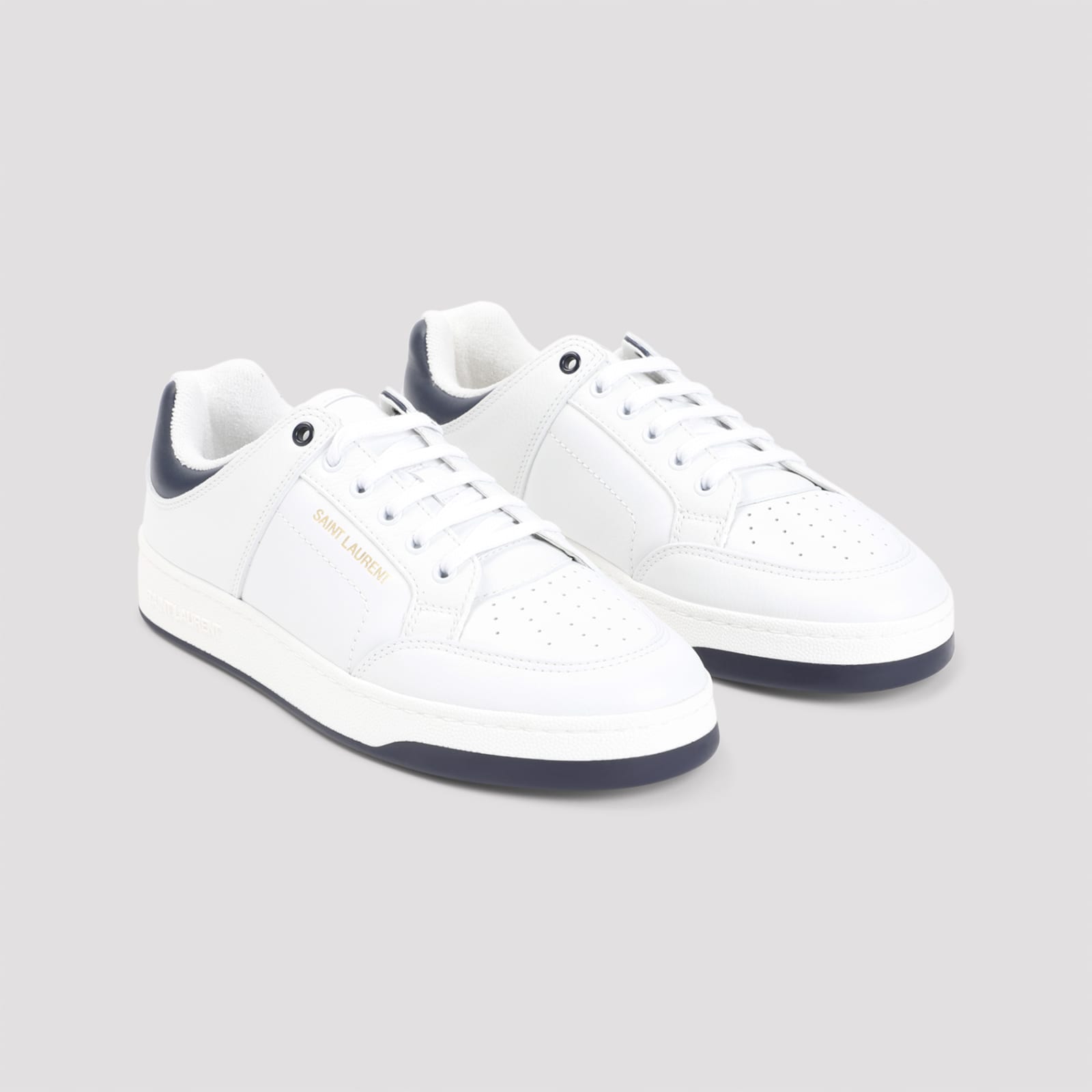 Saint Laurent Low-top Sneakers With Contrast Heel Tab In Bla Opt Bla Opt Nort