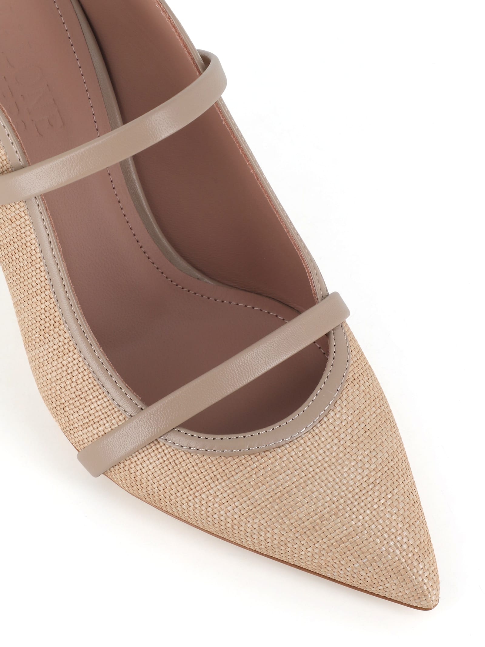 Malone Souliers Maureen Raffia Dual-band Mule Pumps In Beige