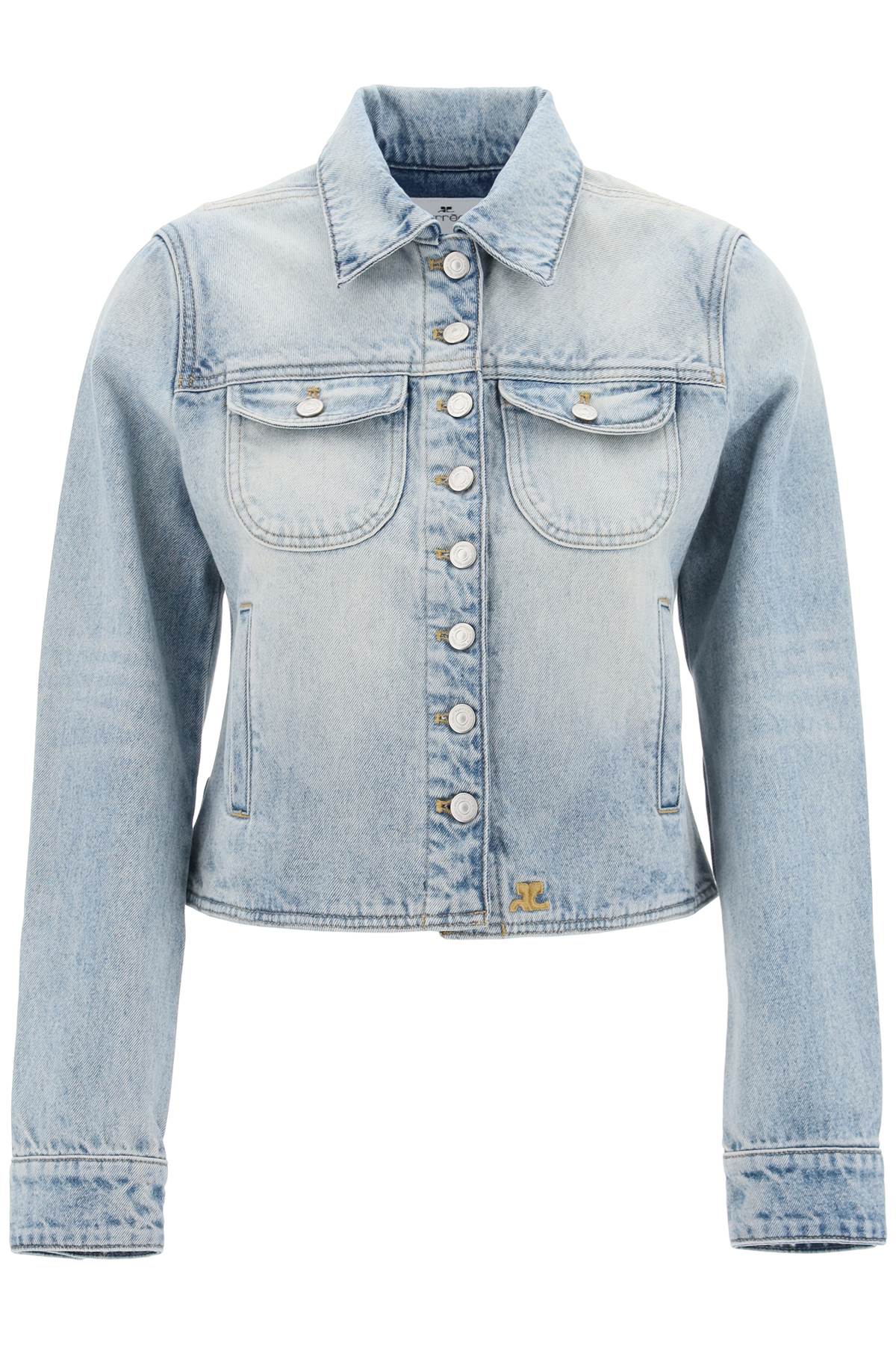 Shop Courrèges Denim Trucker Jacket For In Light Blue Wash (light Blue)