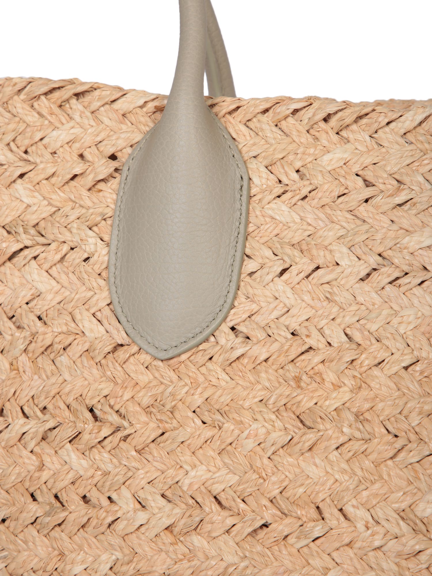 Shop Burberry Raffia And Leather Nude Tote Bag In Beige