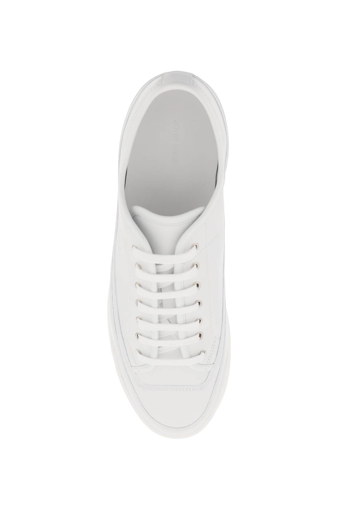 Shop John Lobb Leather Court Sneakers In In White (grey)