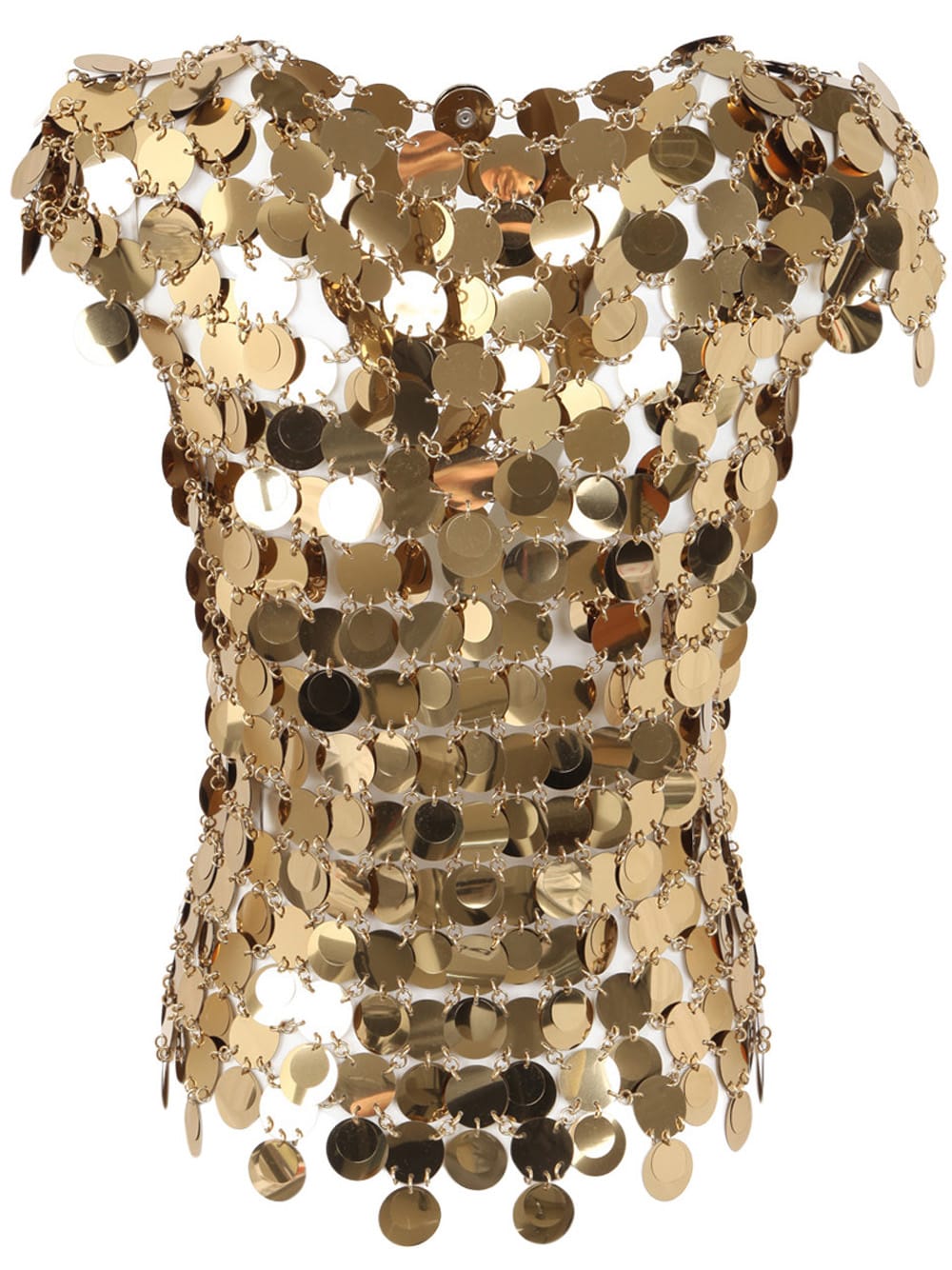 Shop Paco Rabanne Top Short Sleeve Sweater In Gold
