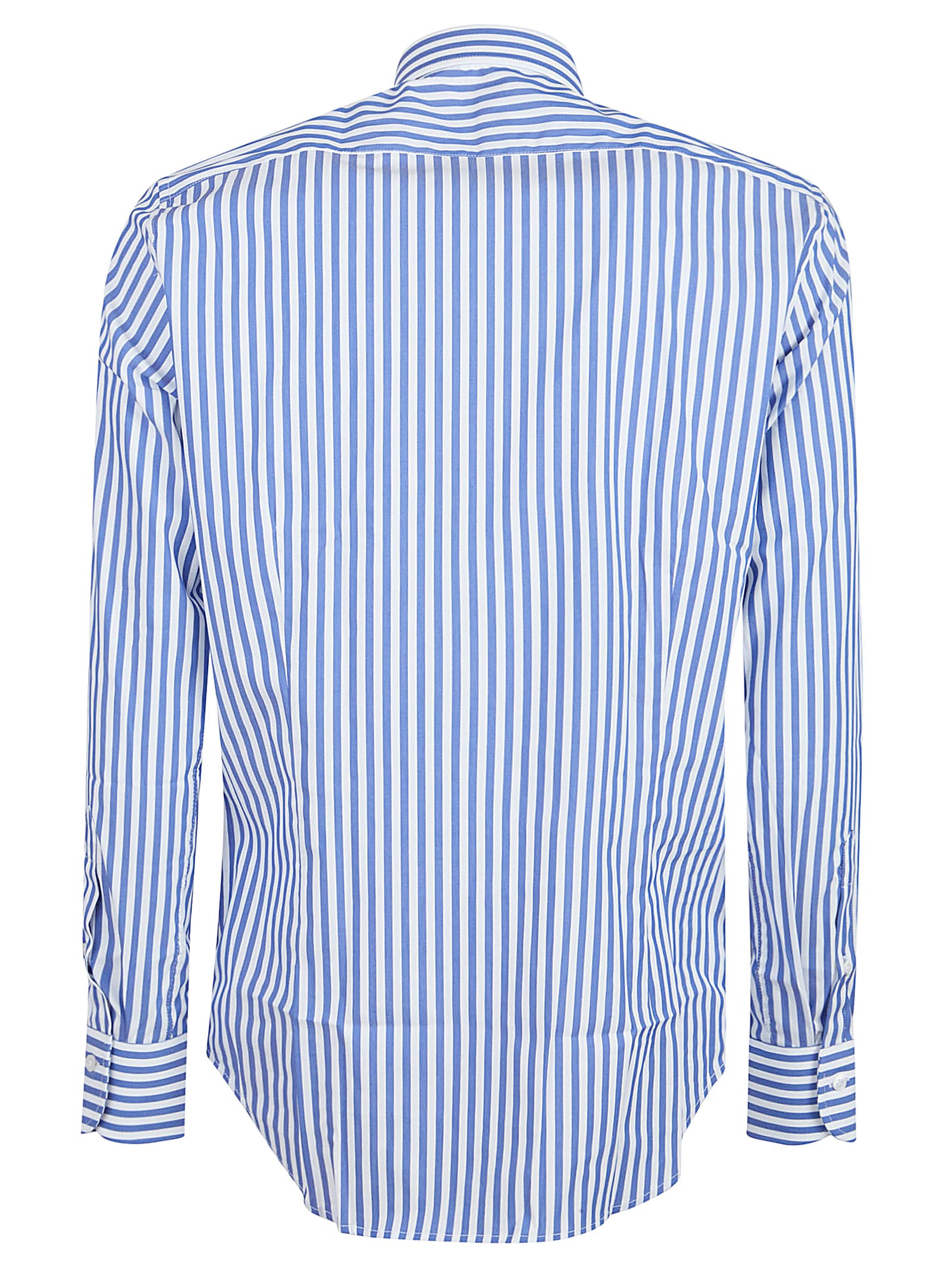 Orian Striped Cotton Shirt In Bianco/blu