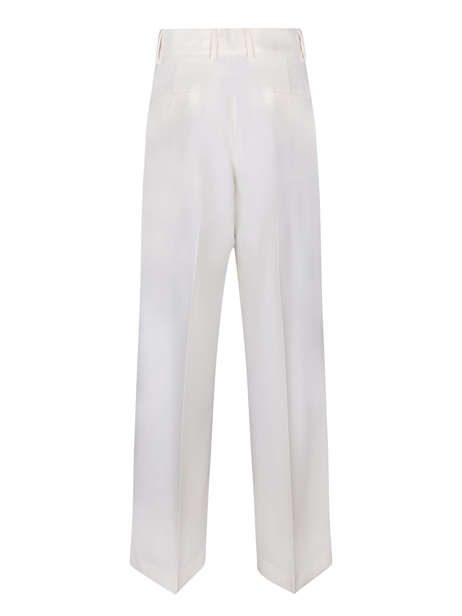 Msgm Cropped Ivory Trousers In White