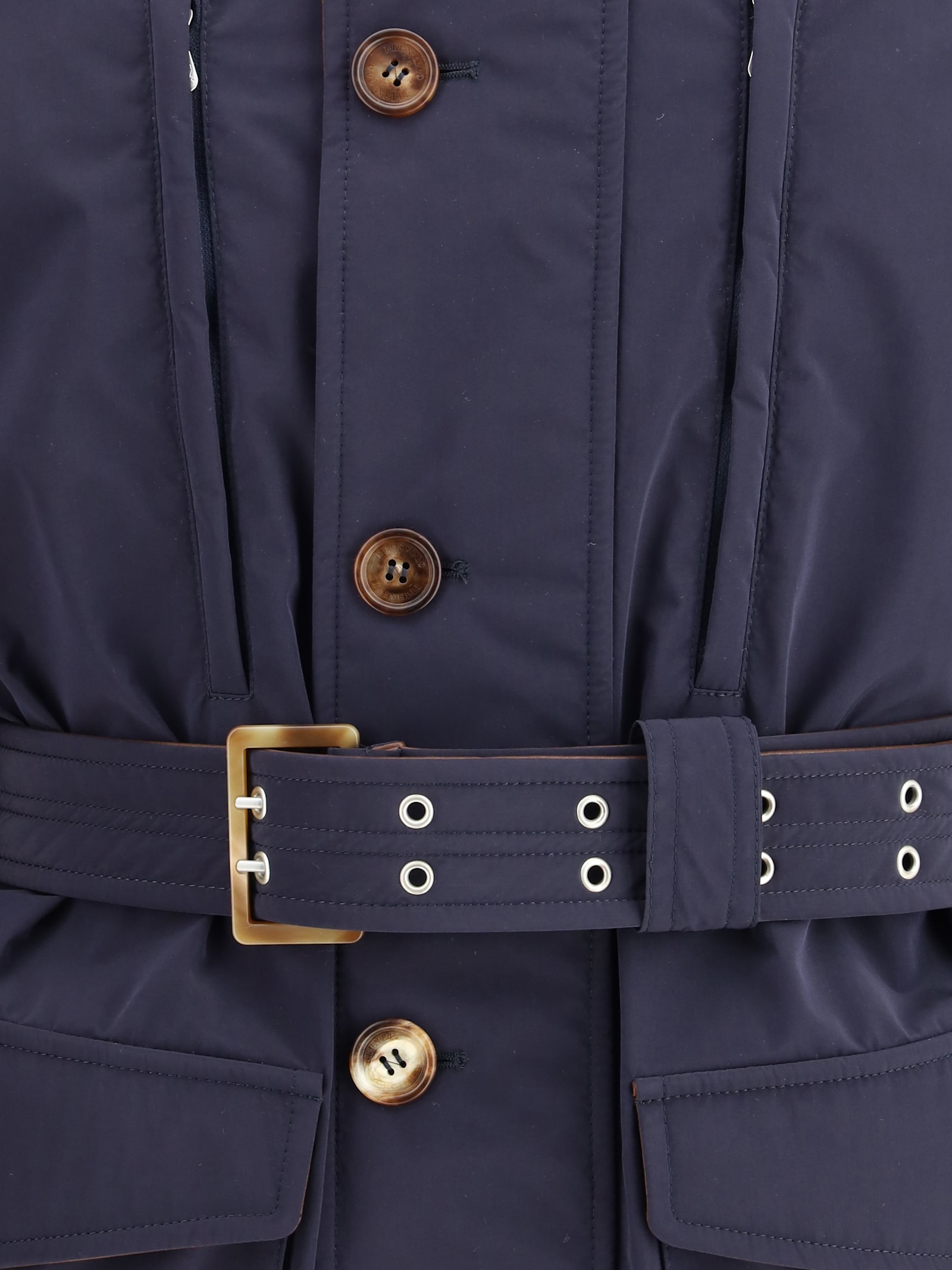 Brunello Cucinelli Men Membraned Nylon Saharan Jacket In Blue