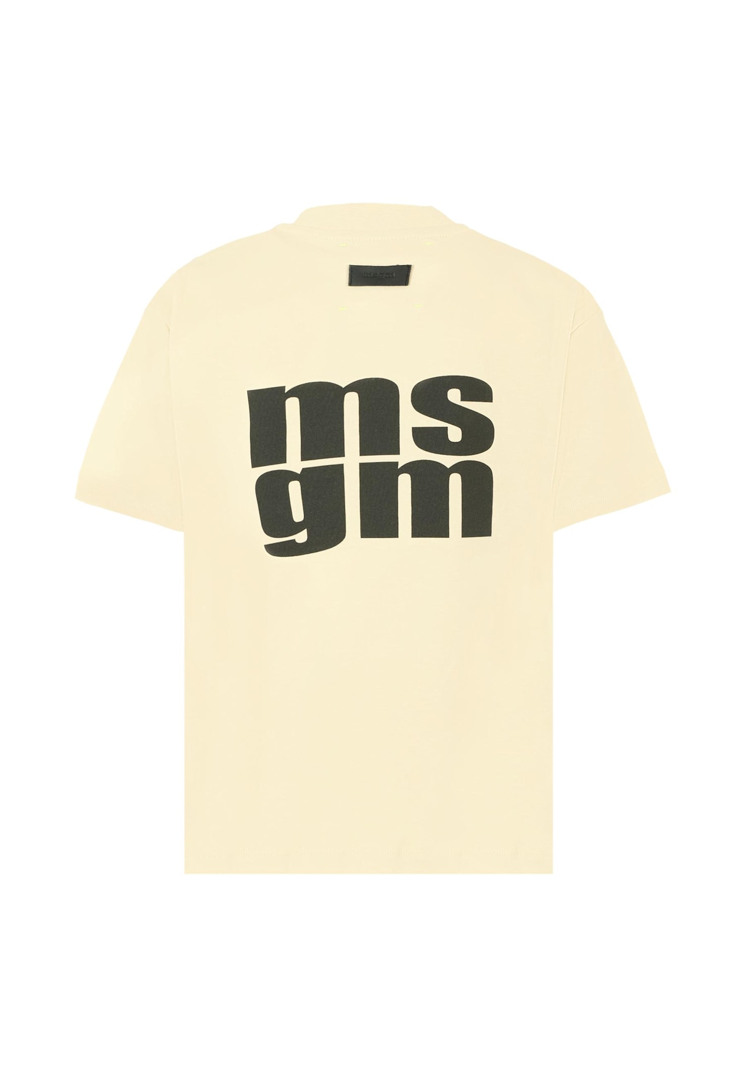 Msgm Beige T-shirt For Kids With Black Logo In Nude