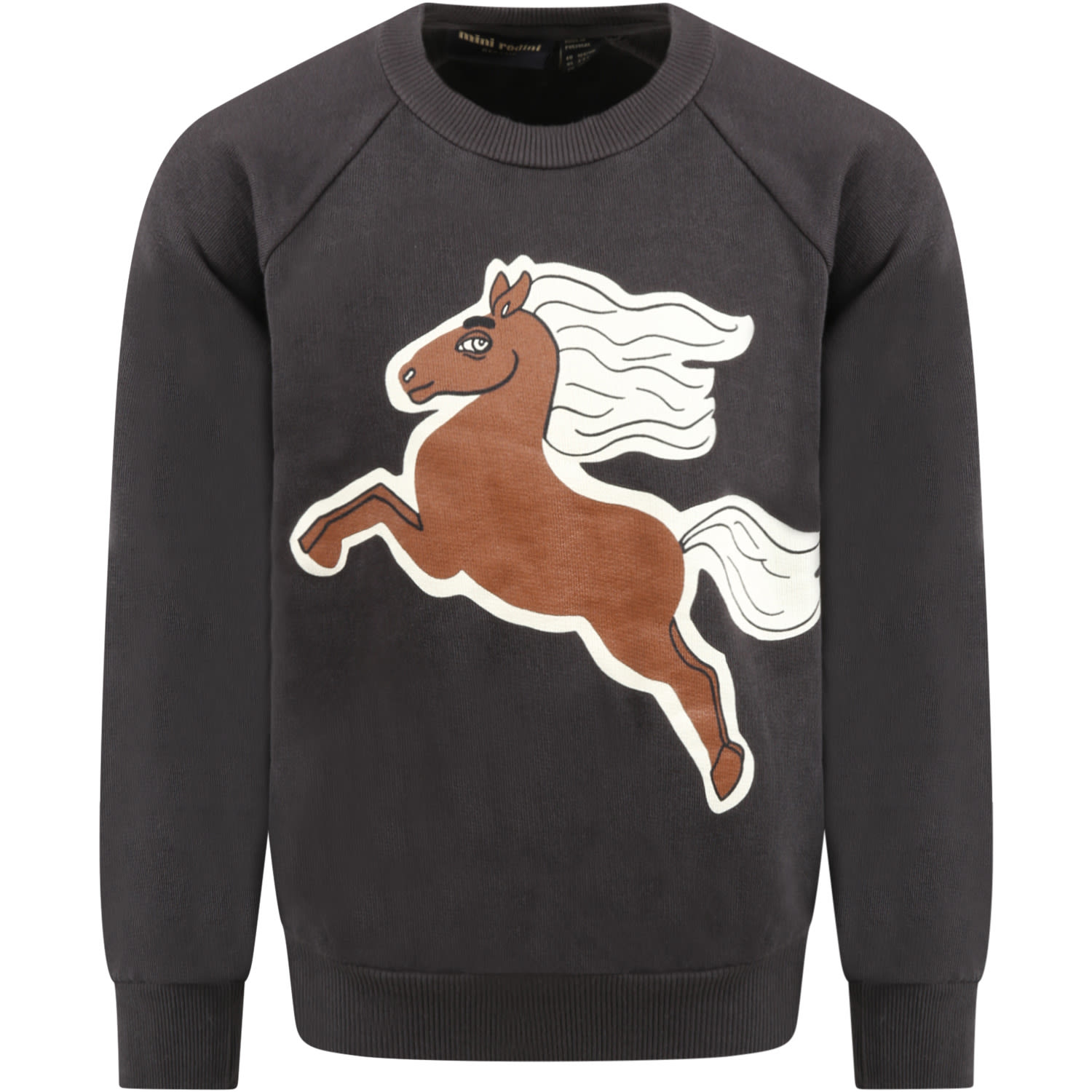 Mini Rodini Gray Sweatshirt For Kids With Horse