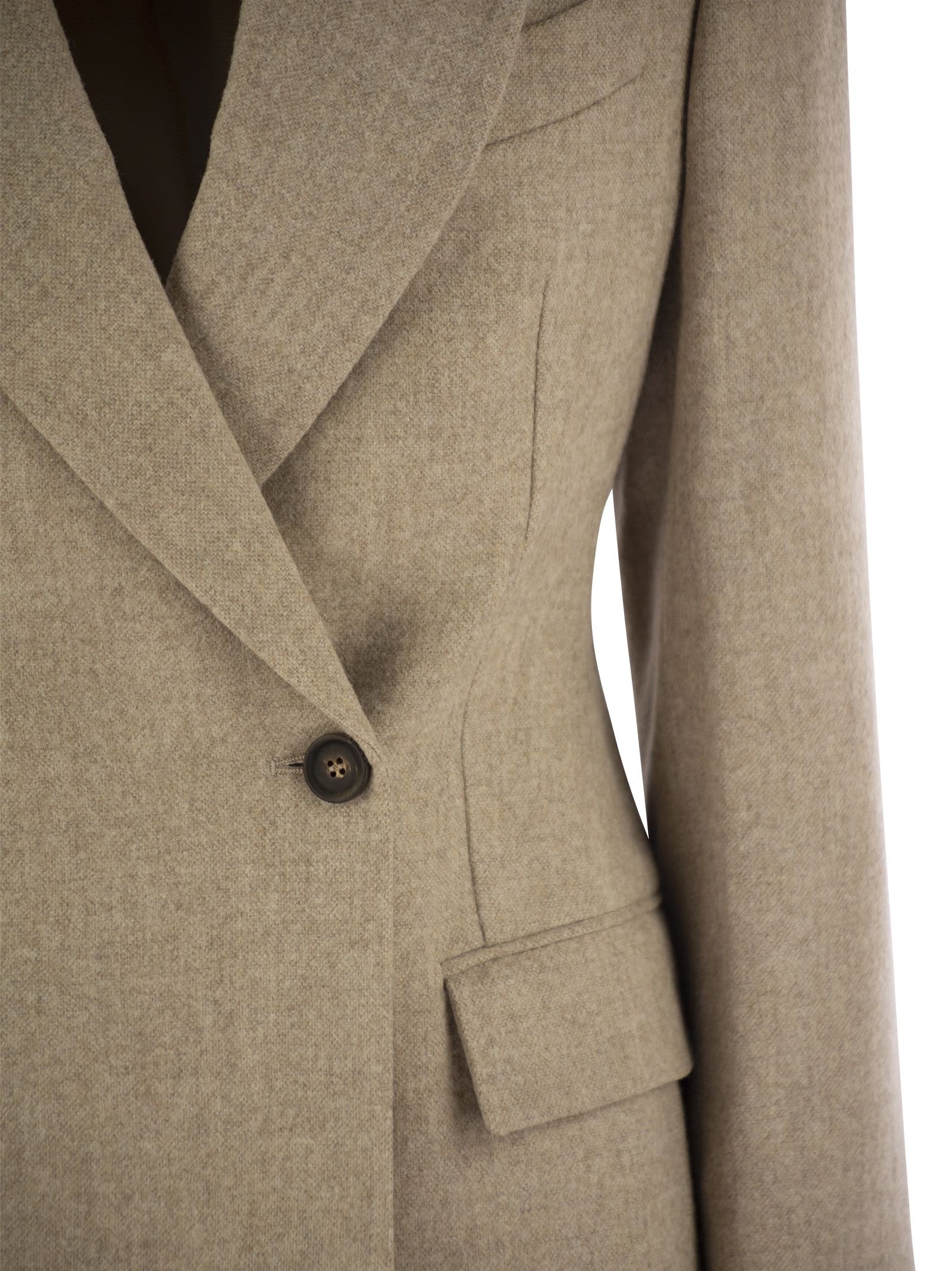 Shop Brunello Cucinelli Alpaca And Wool Jacket With Necklace In Beige