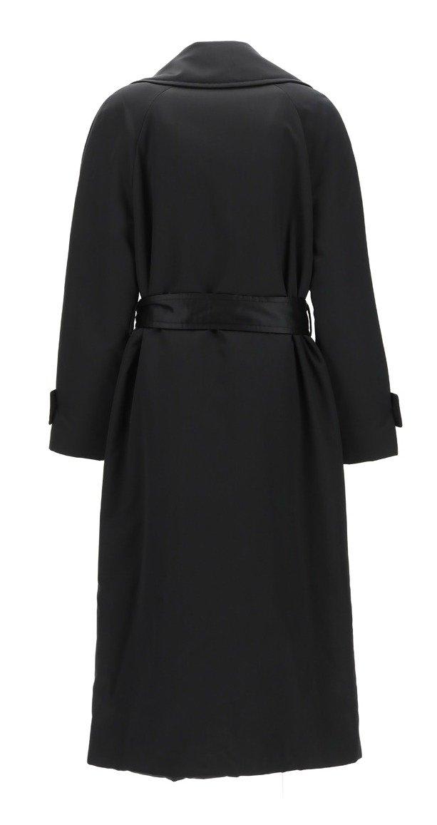 Shop Saint Laurent Belted Long-sleeved Coat In Black