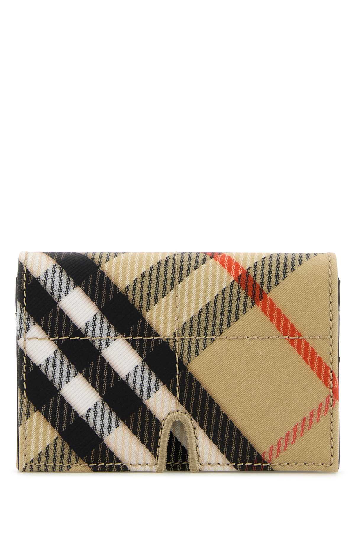 Shop Burberry Embroidered Canvas Card Holder In Sandipcheck