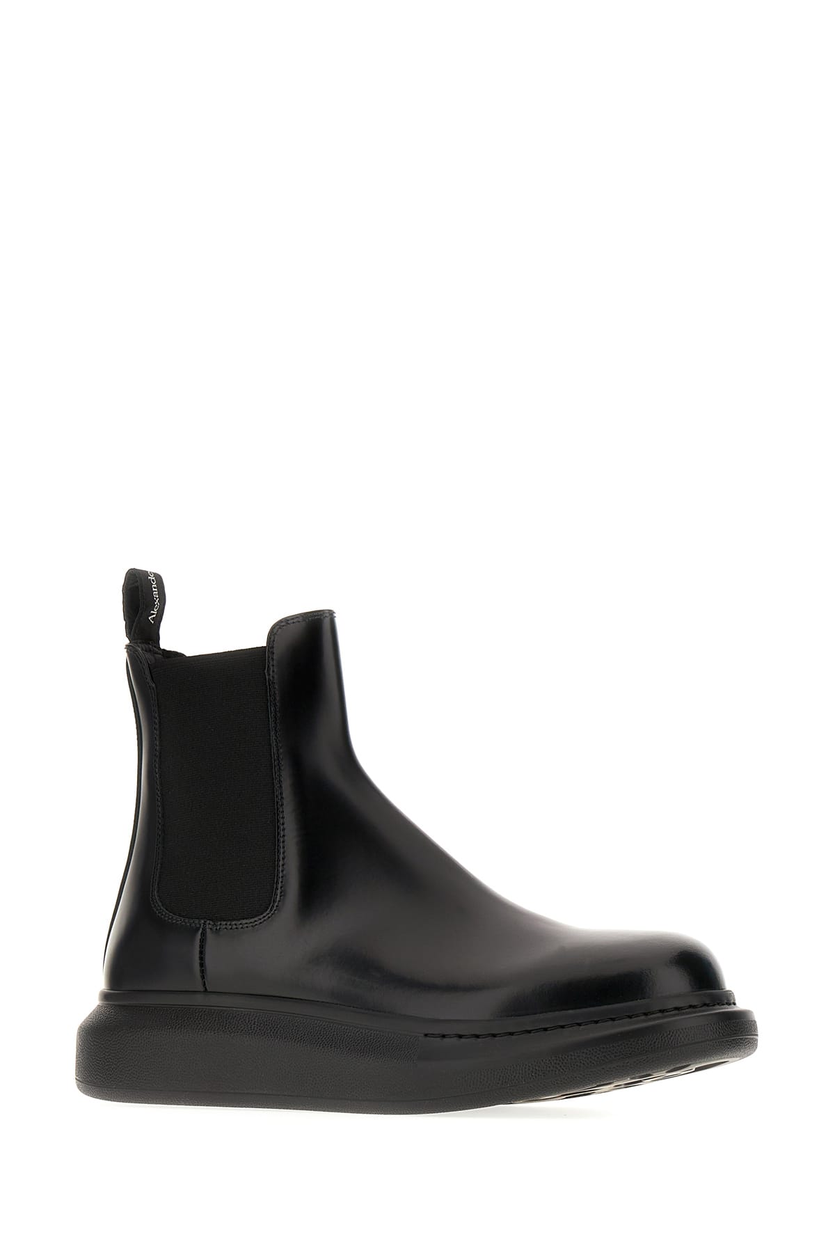 Shop Alexander Mcqueen Black Leather Hybrid Ankle Boots