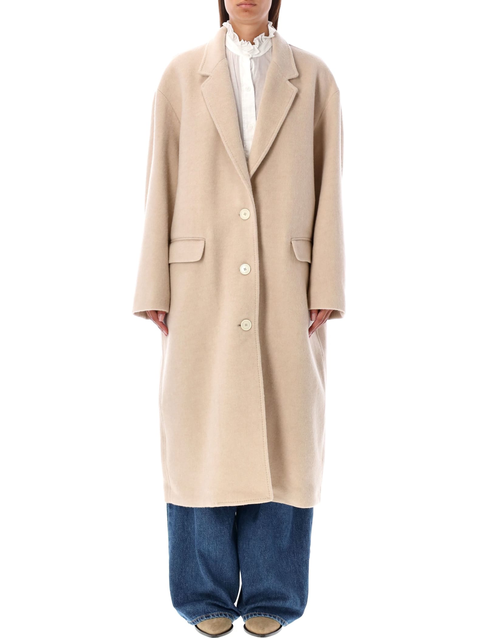 Shop Isabel Marant Efezia Coat In Beige