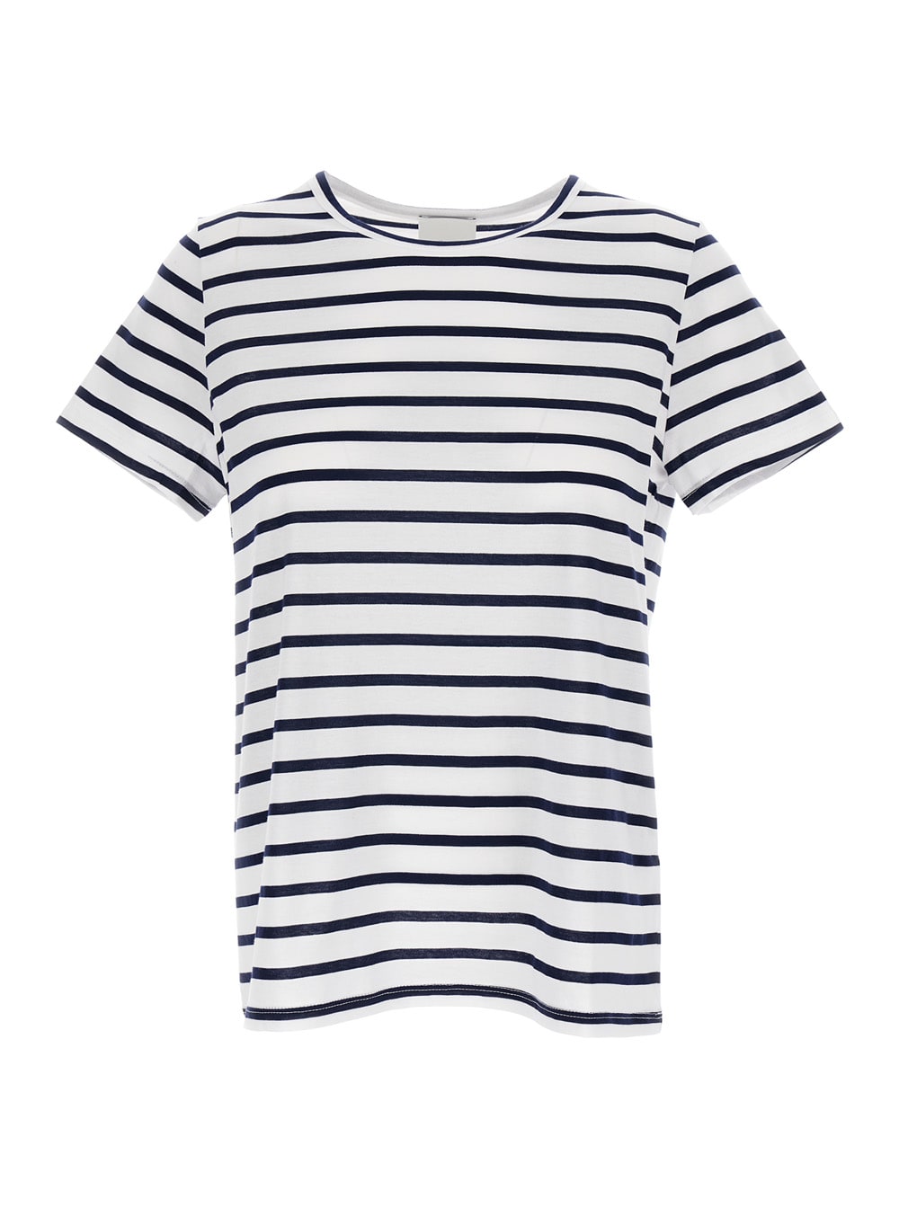 Shop Allude White Striped Crewneck T-shirt In Cotton Woman In White/black