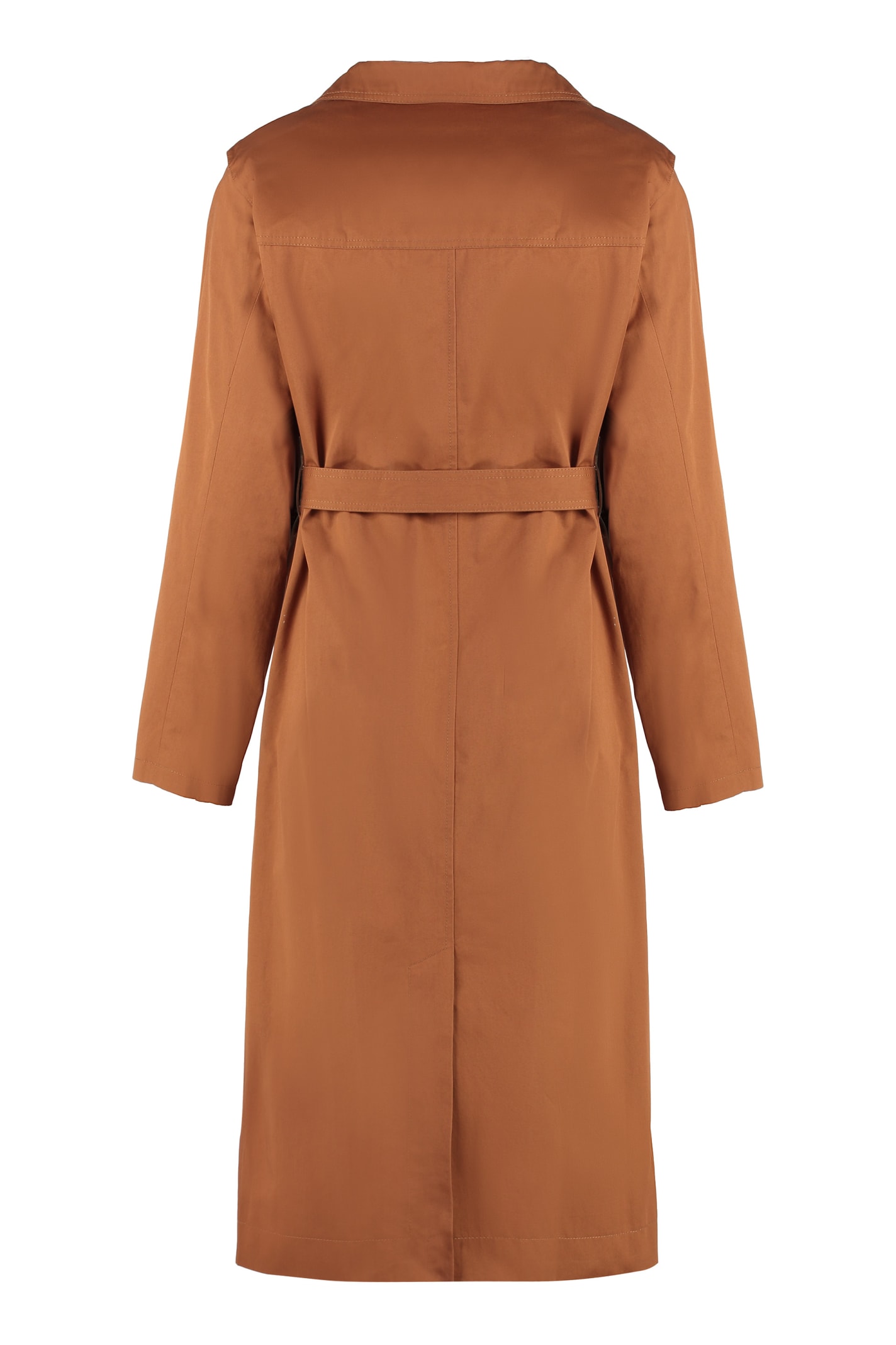 Shop Yves Salomon Cotton Trench Coat In Burnt