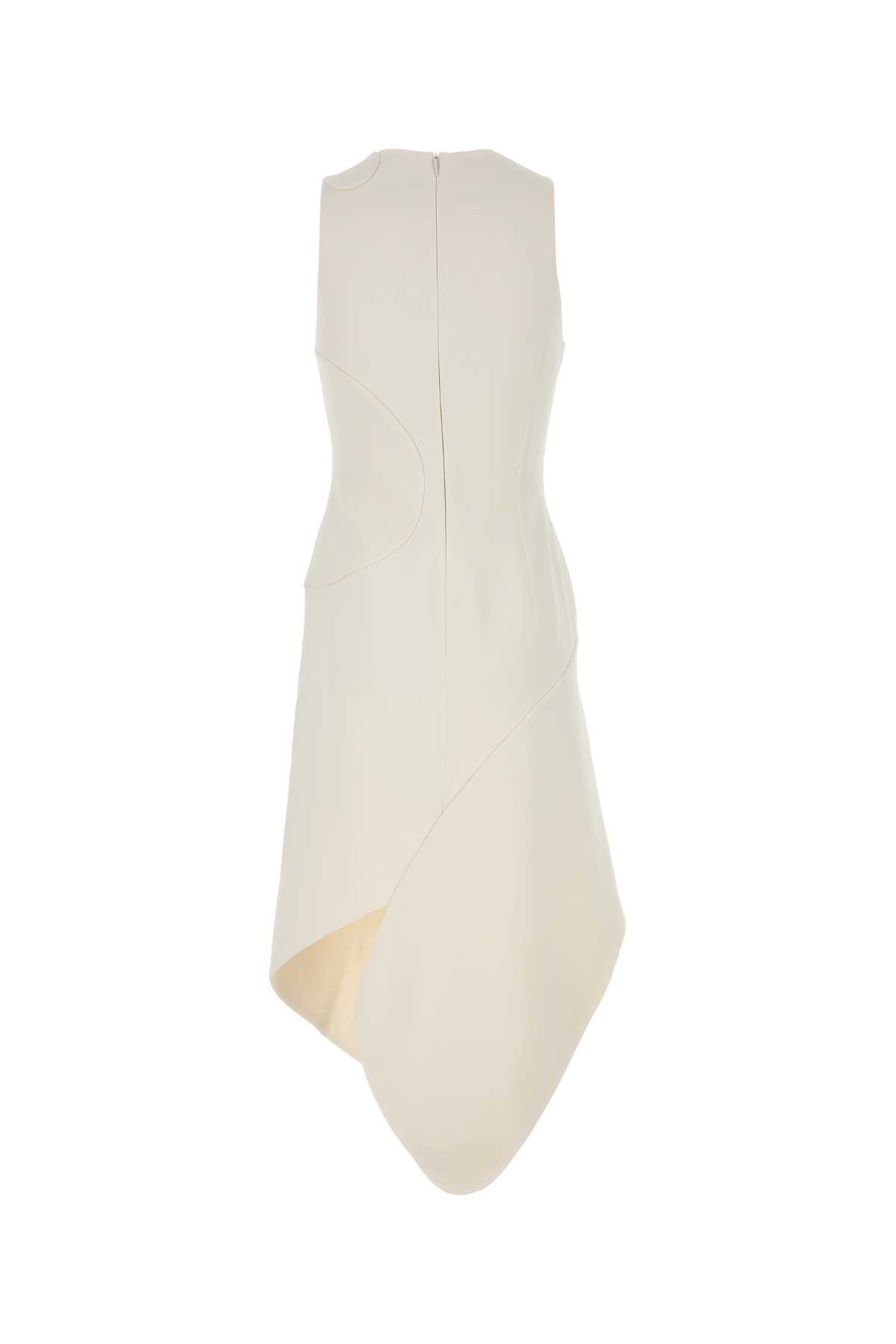 Shop Ferragamo White Stretch Crepe Dress In Mascarpone