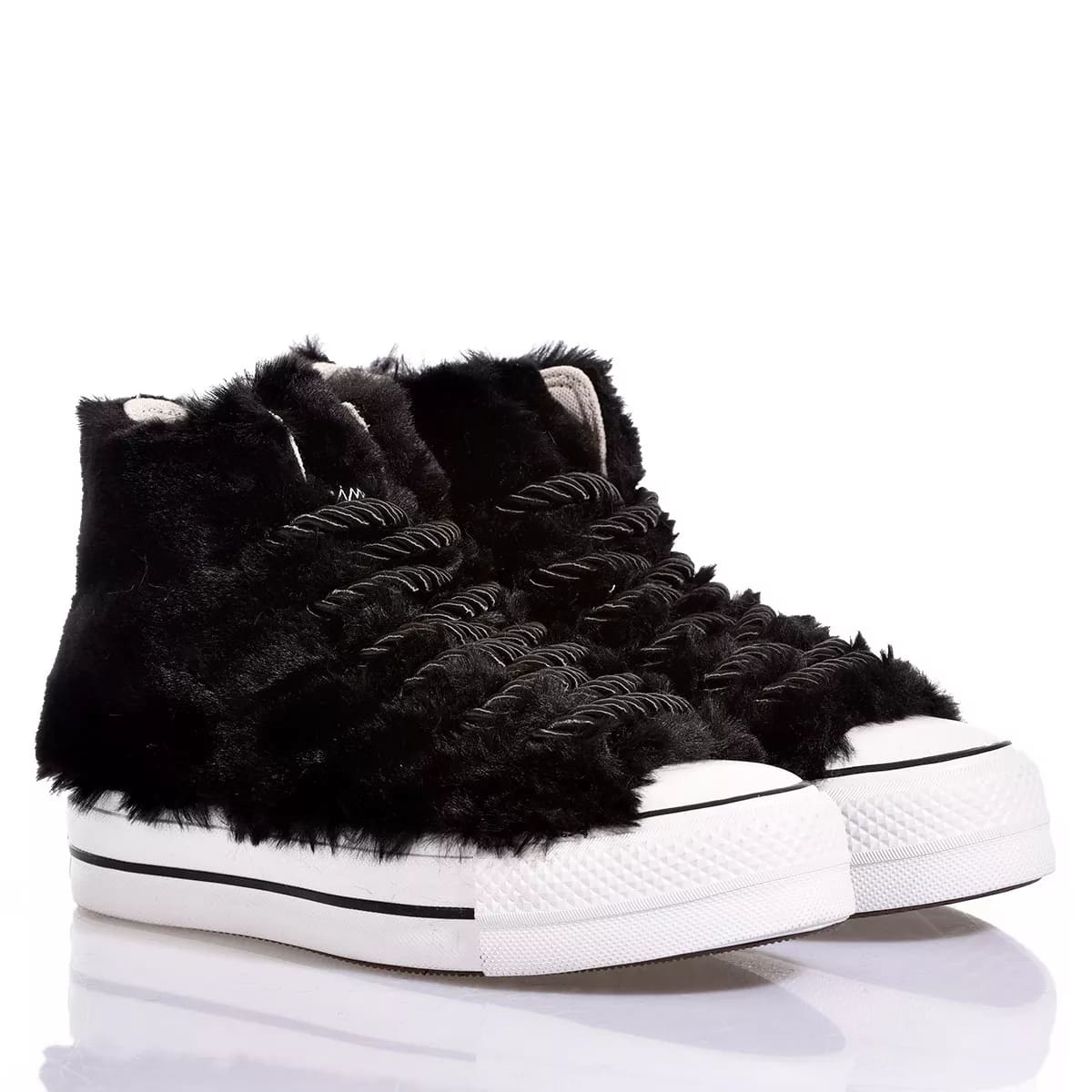 Shop Mimanera Converse Platform Fluffy Black