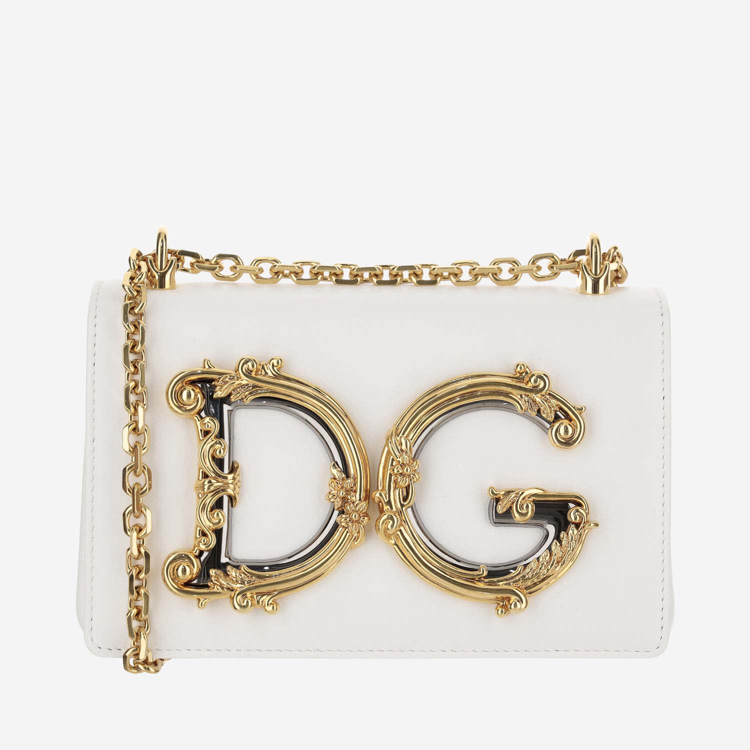Shop Dolce & Gabbana Shoulder Bag With Logo Plaque In White