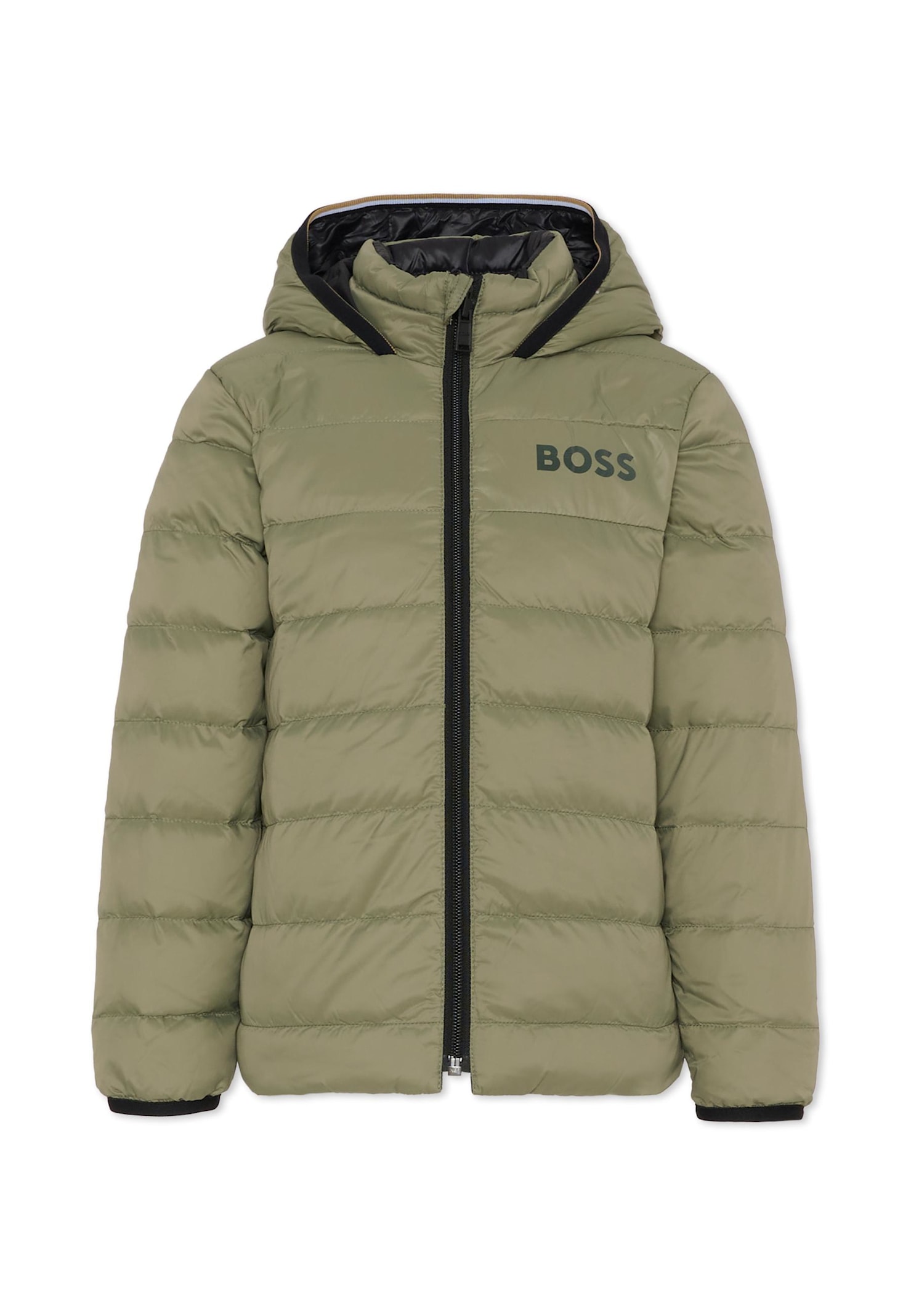 Hugo Boss Reversible Green Down Jacket For Boy With Logo In Green