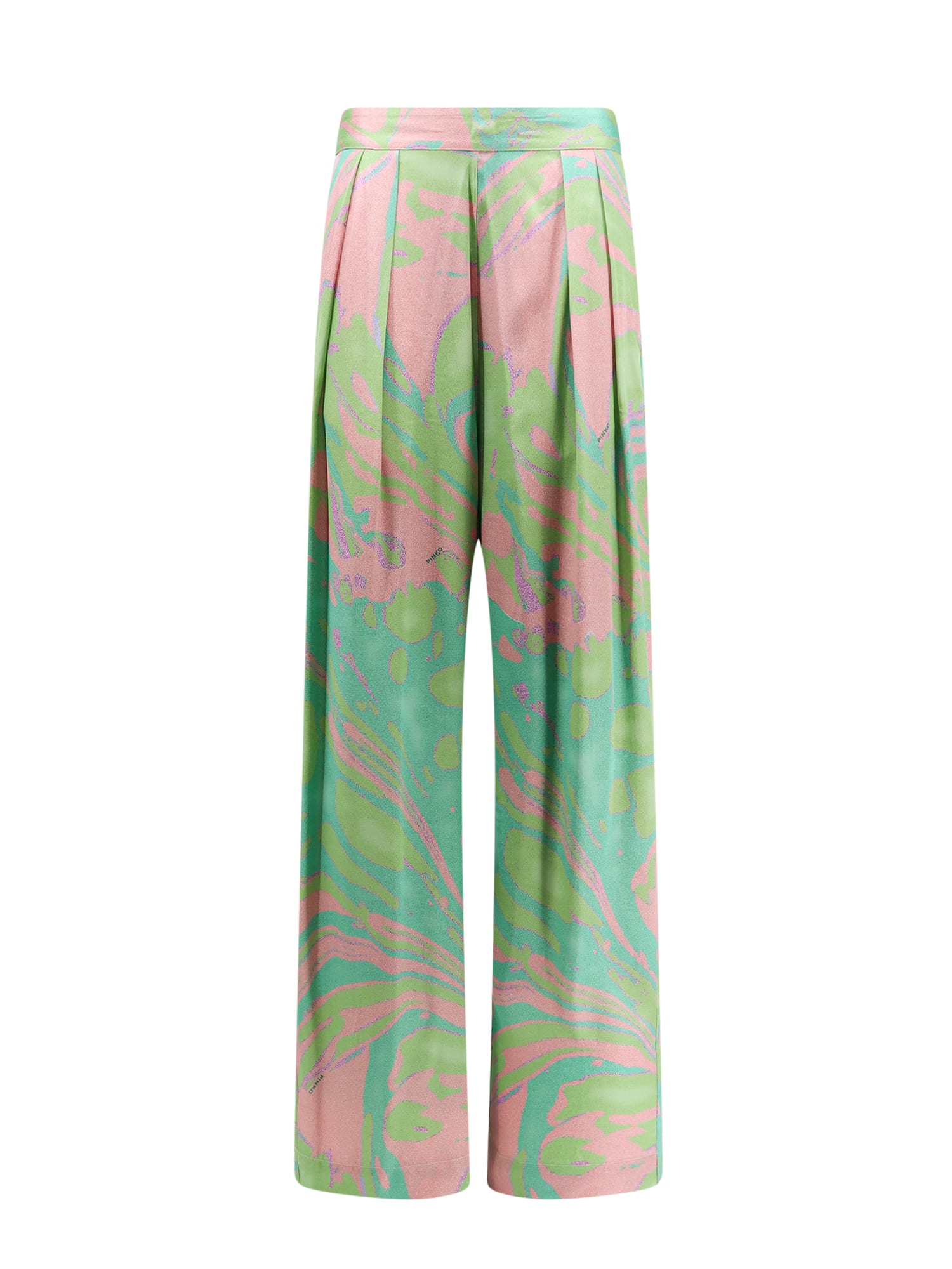 Shop Pinko Trouser In Verde/rosa