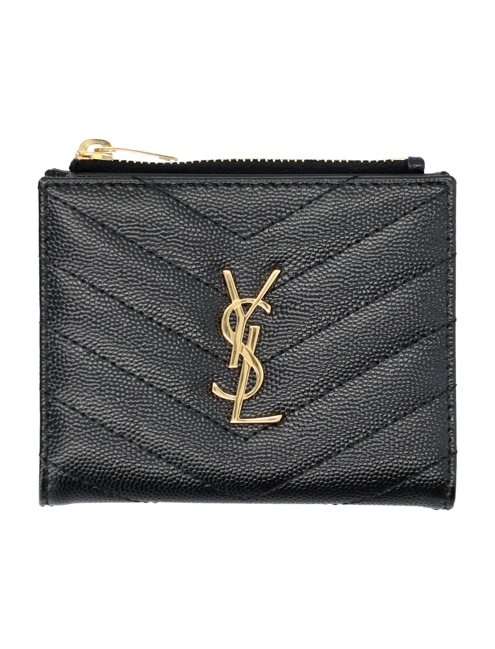 Saint Laurent Cassandre Bi-fold Wallet In Black