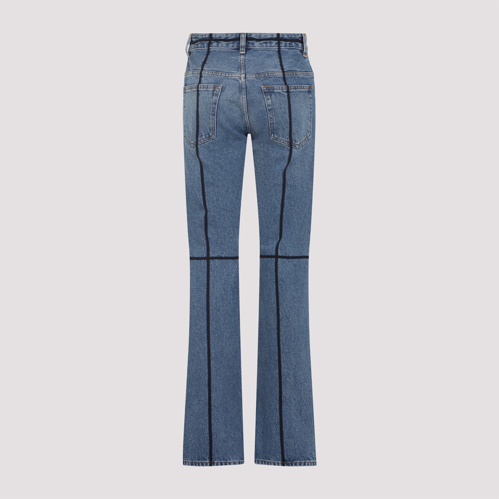 Mm6 Maison Margiela Cotton Jeans With Black Straps In Blue