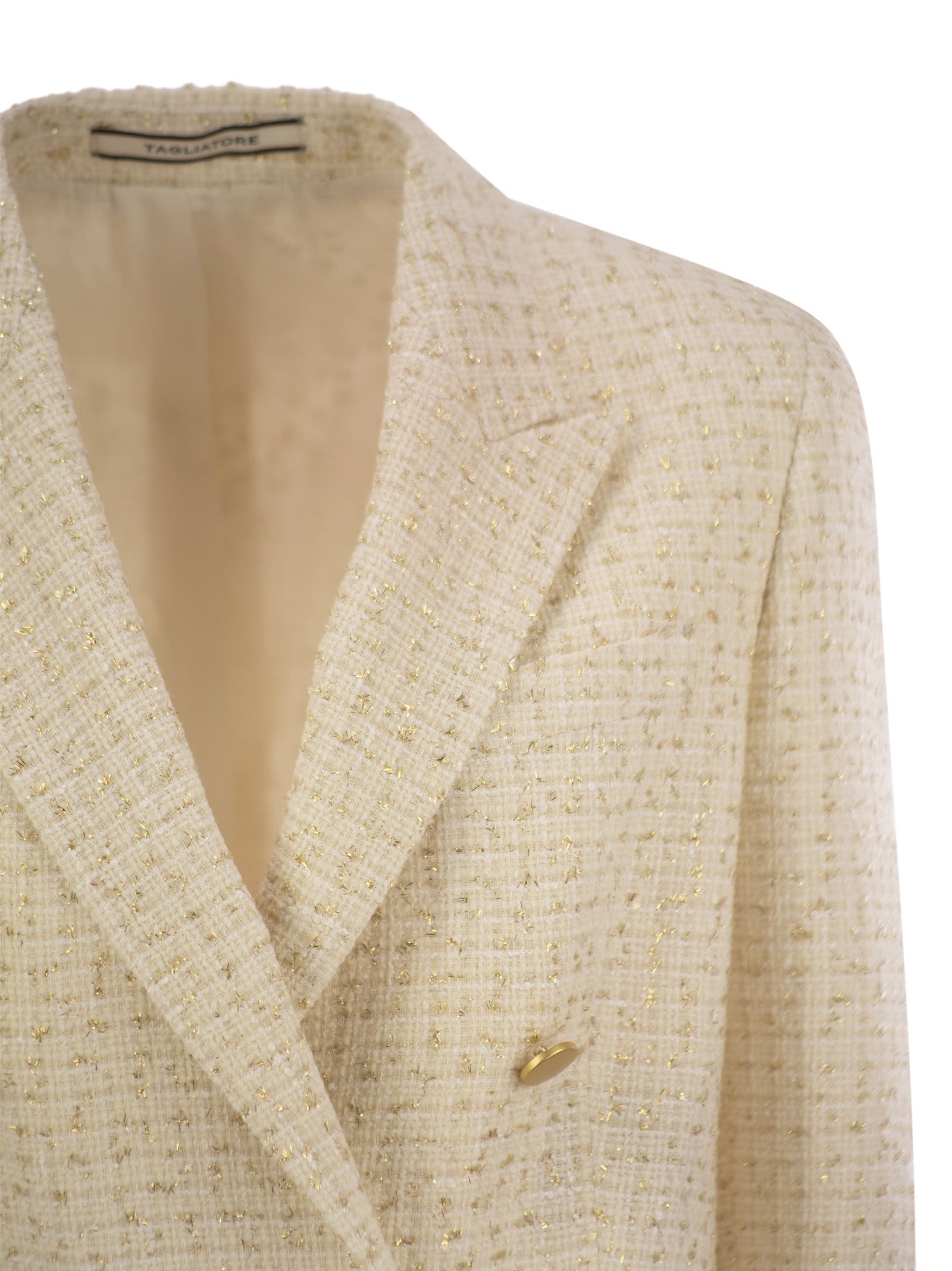 Tagliatore Women's Double-breasted Cotton-blend Blazer In White/gold