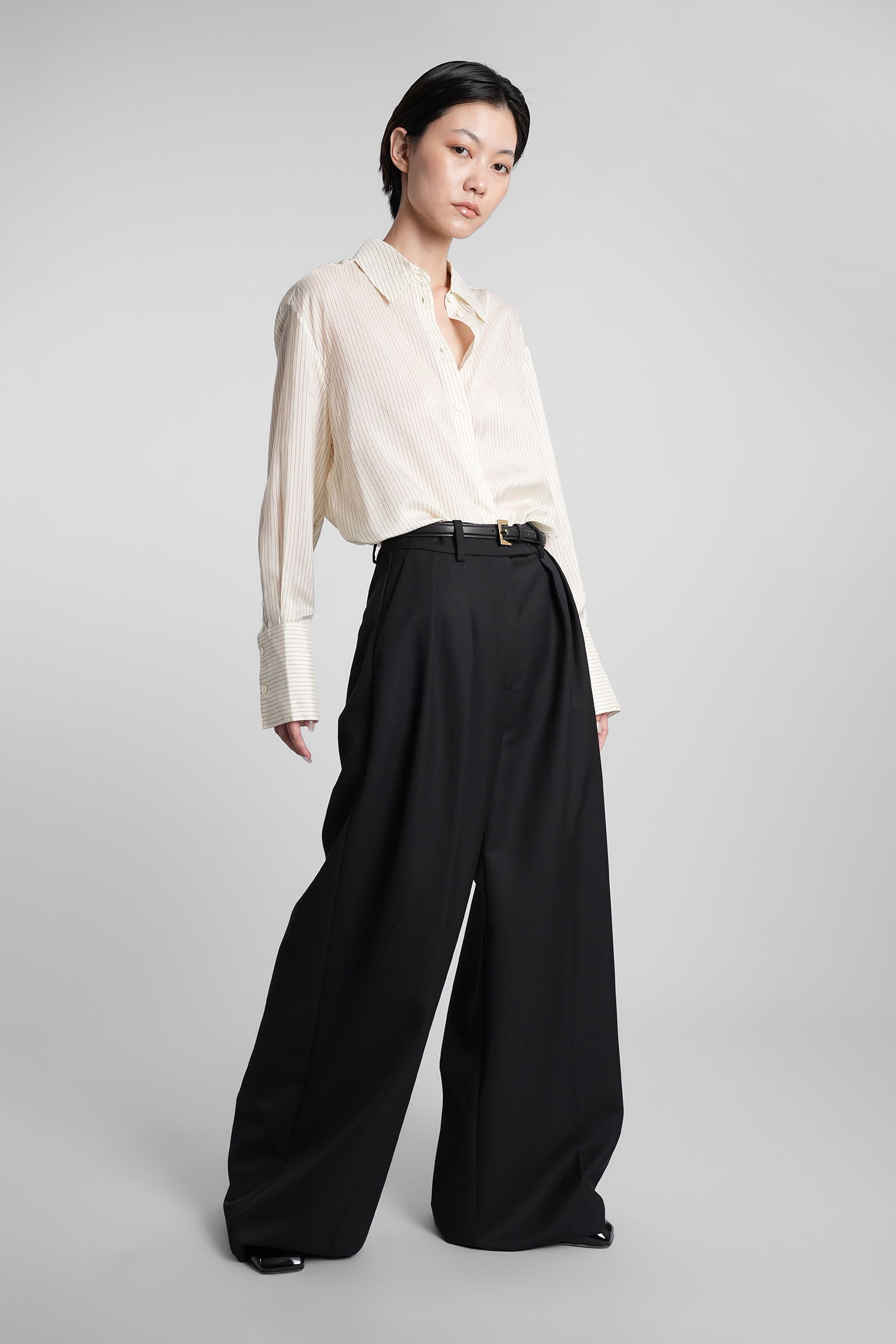 Anine Bing Bridget Shirt In Beige Polyamide Polyester In White