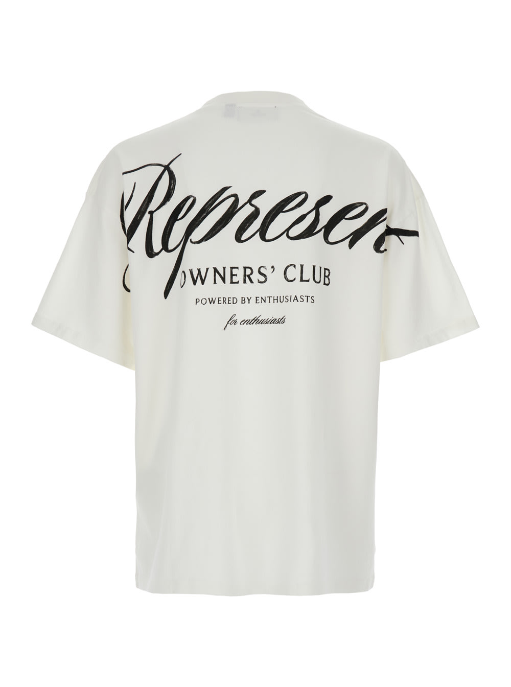 Represent White Crewneck T-shirt With With Front And Back Owners Club Print In Cotton Man