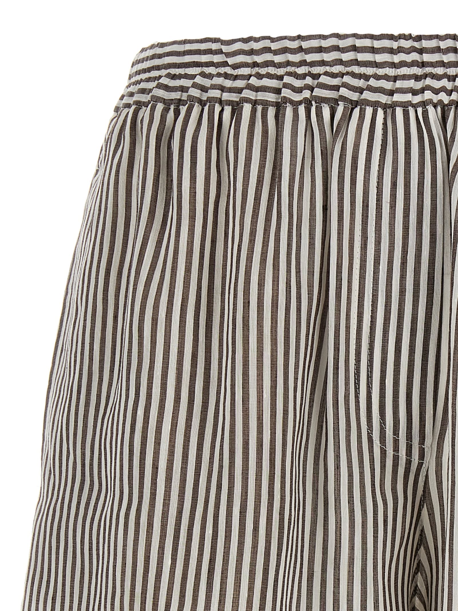 Brunello Cucinelli Striped Linen Bermuda Shorts Bermuda And Short In Multicolor