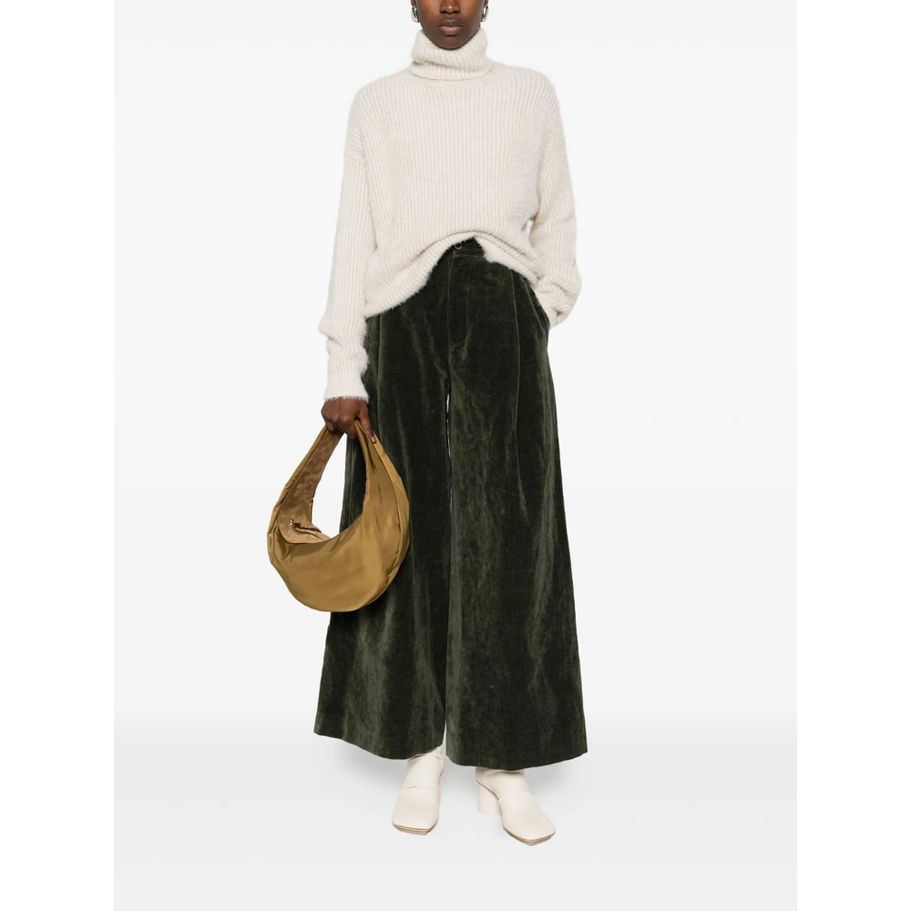 Uma Wang Pleated Velvet Trousers In Black