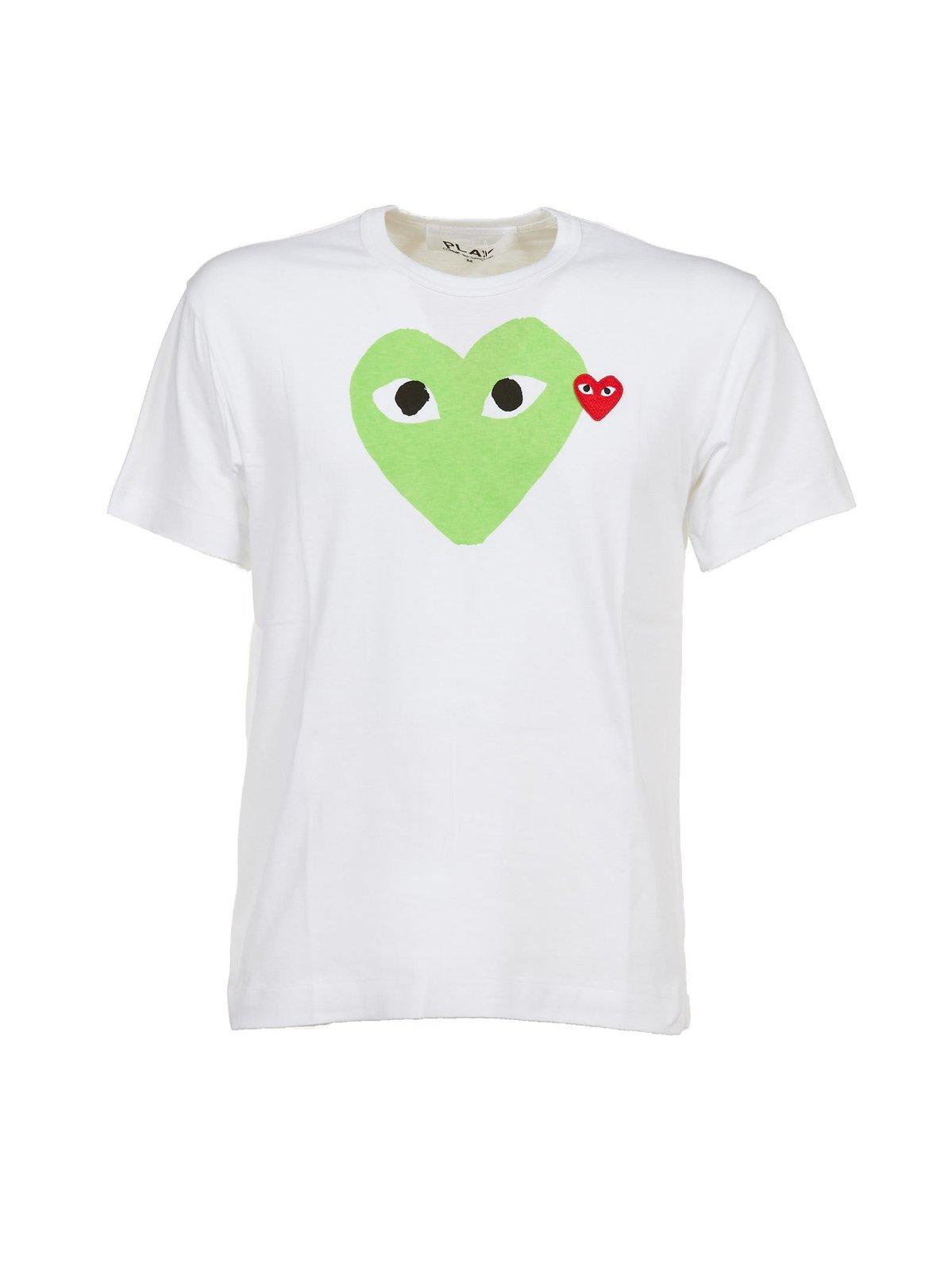 Comme Des Garçons Play Hearts Printed T-shirt In Green