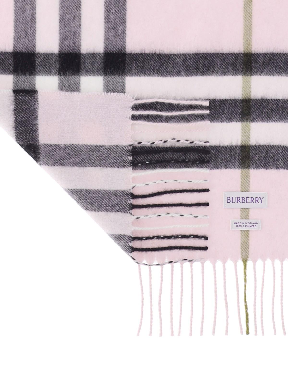 Shop Burberry Check Scarf In Pale Candy Pink