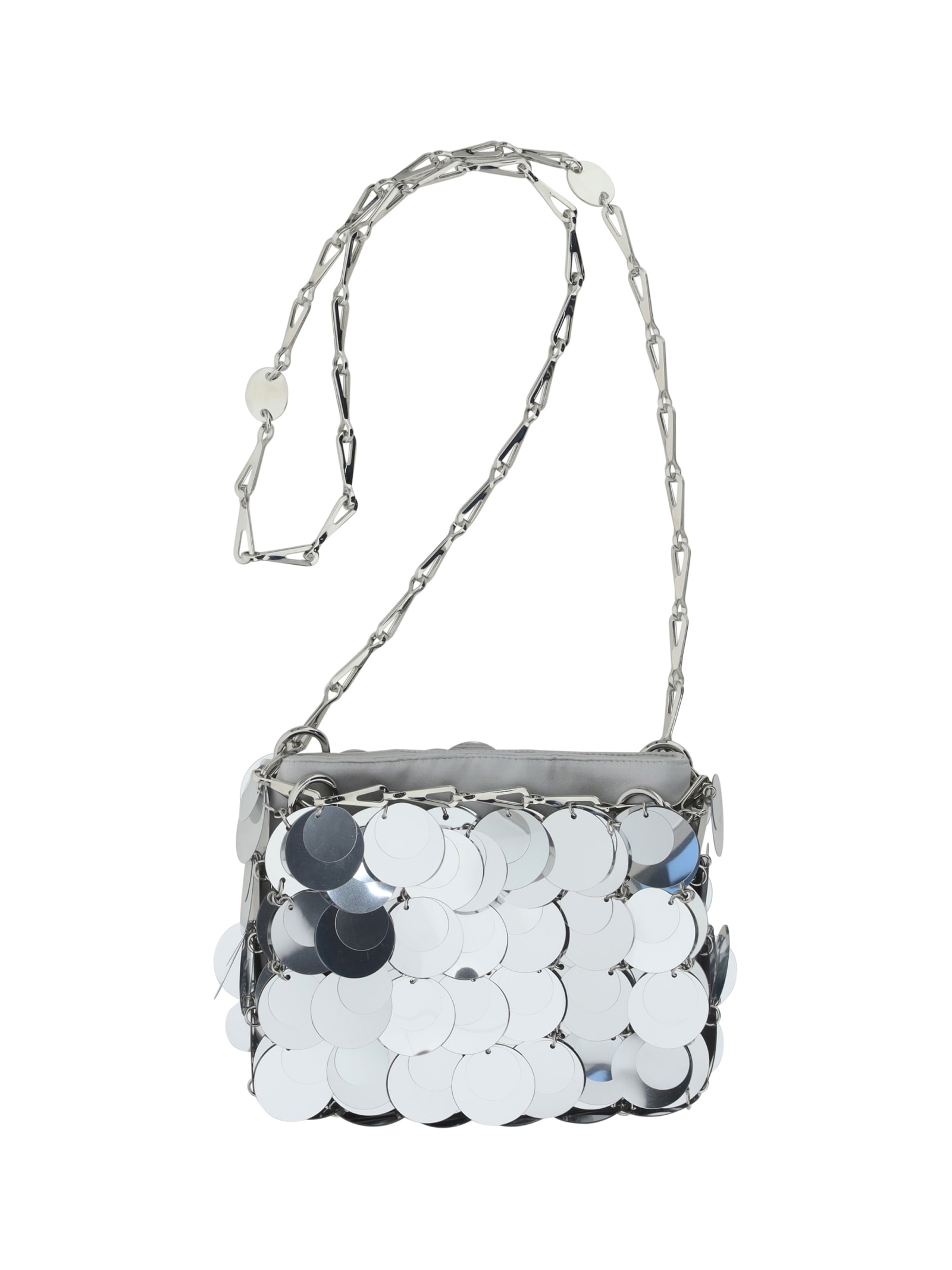 Shop Rabanne Sparkle Nano Shoulder Bag In Silver