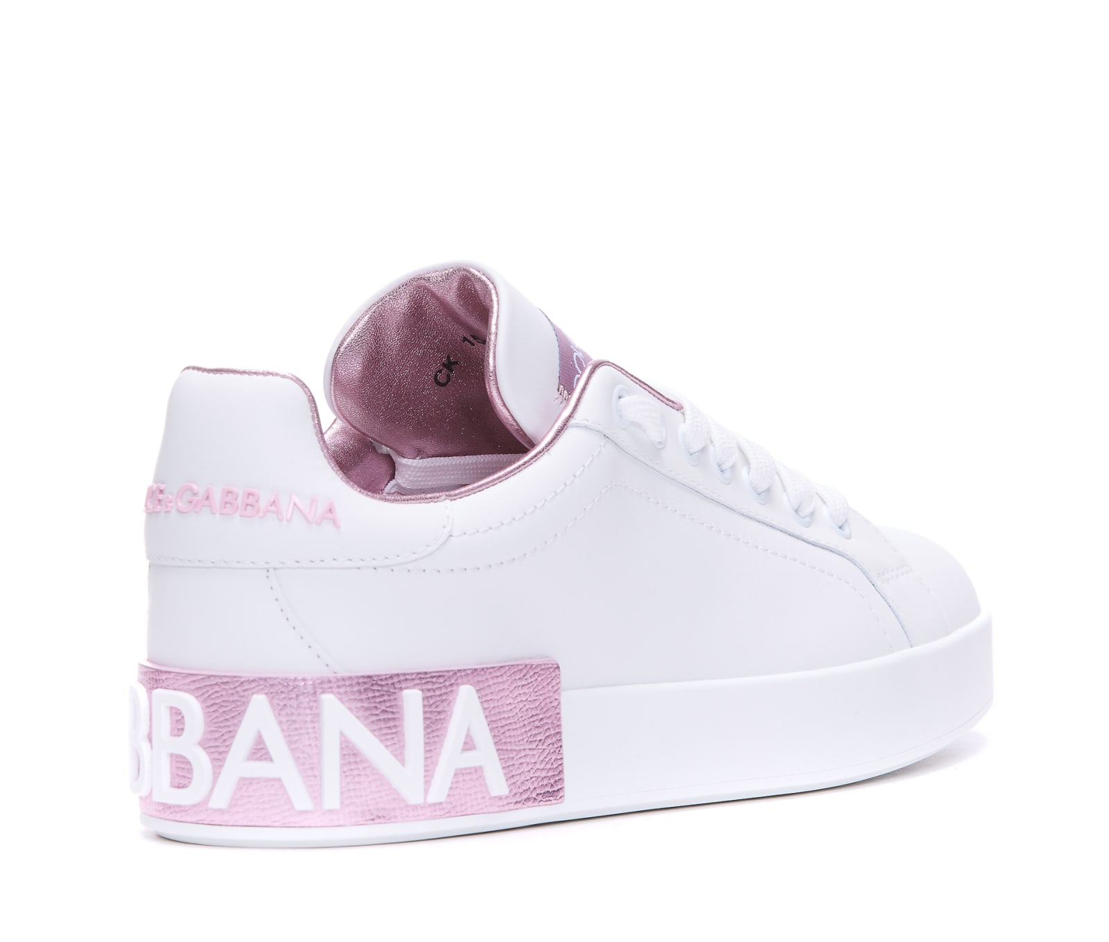 Shop Dolce & Gabbana Portofino Sneakers In Bianco/rosa