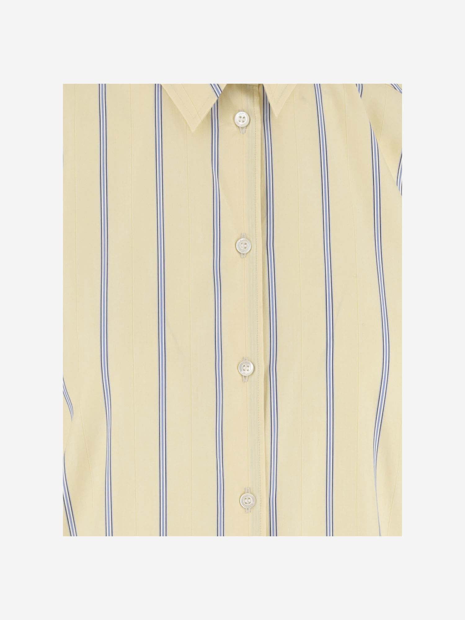 Shop Aspesi Cotton Shirt With Striped Pattern In Riga Giallo