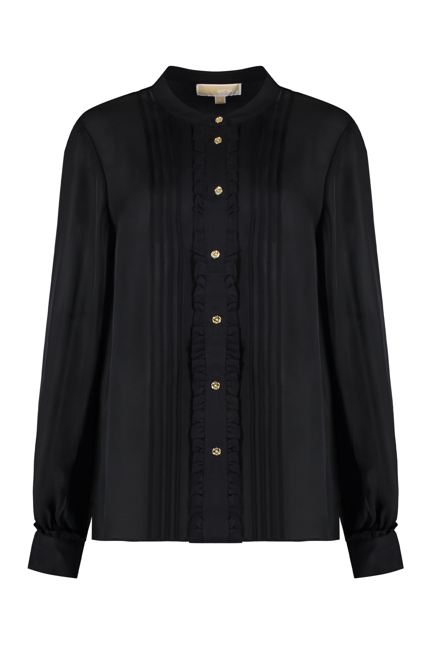 Shop Michael Michael Kors Silk Blend Blouse In Black