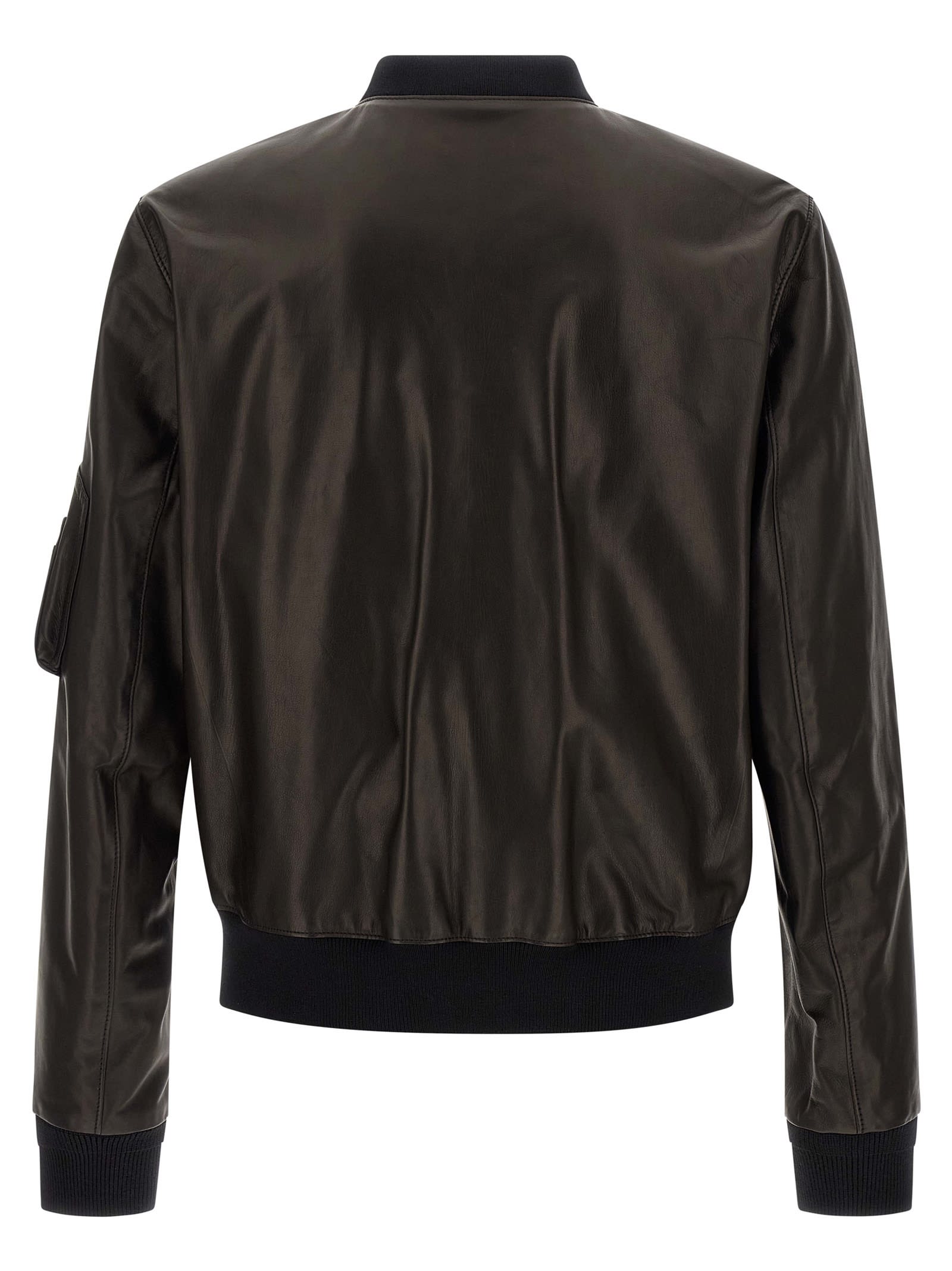 Givenchy Leather Bomber Jacket Puffer Jackets Black In Brown