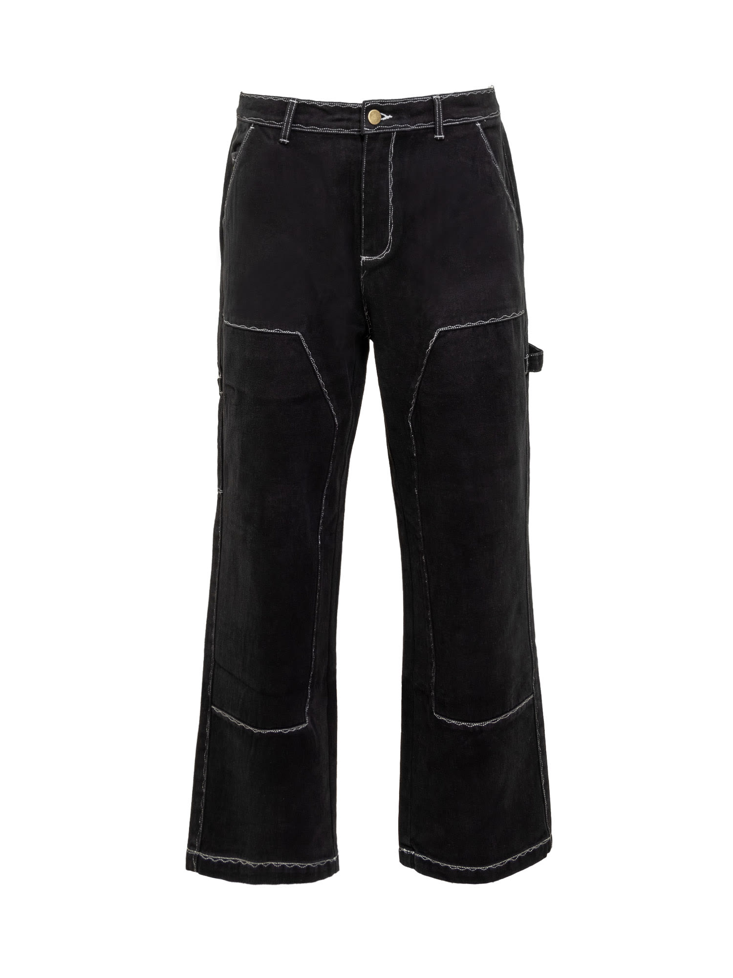 Shop Kidsuper Stitched Work Trousers In Black