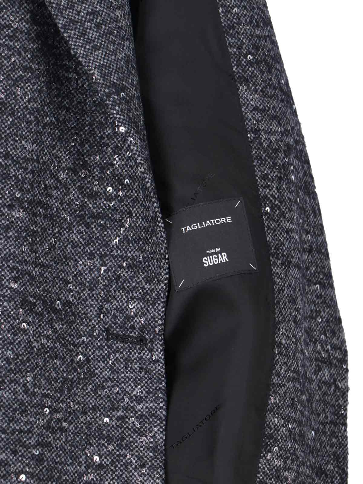 Tagliatore Sequin Embellished Long Sleeve Blazer In Gray