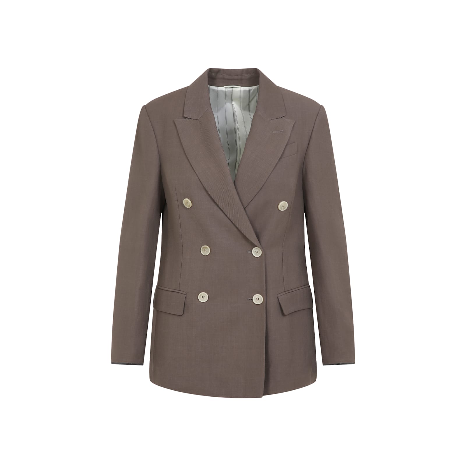 Brunello Cucinelli Tailleur Brown Viscose Jacket In Brown