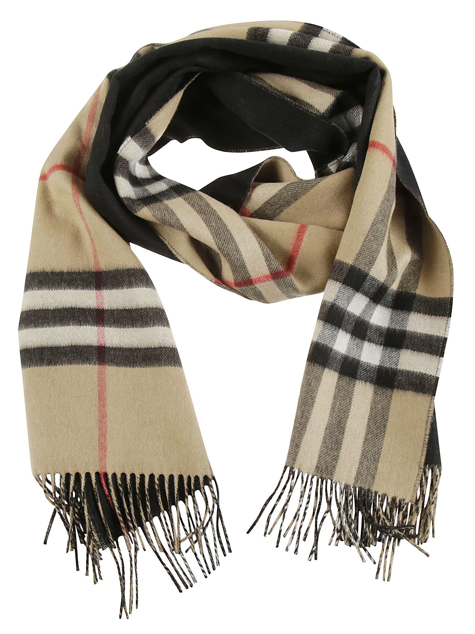 Burberry Giant Check To Solid Long Double Faced Scarf
