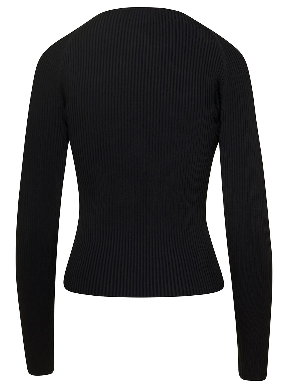 Shop Coperni Black Long-sleeve Top With Twisted Cut-out Detail In Viscose Woman