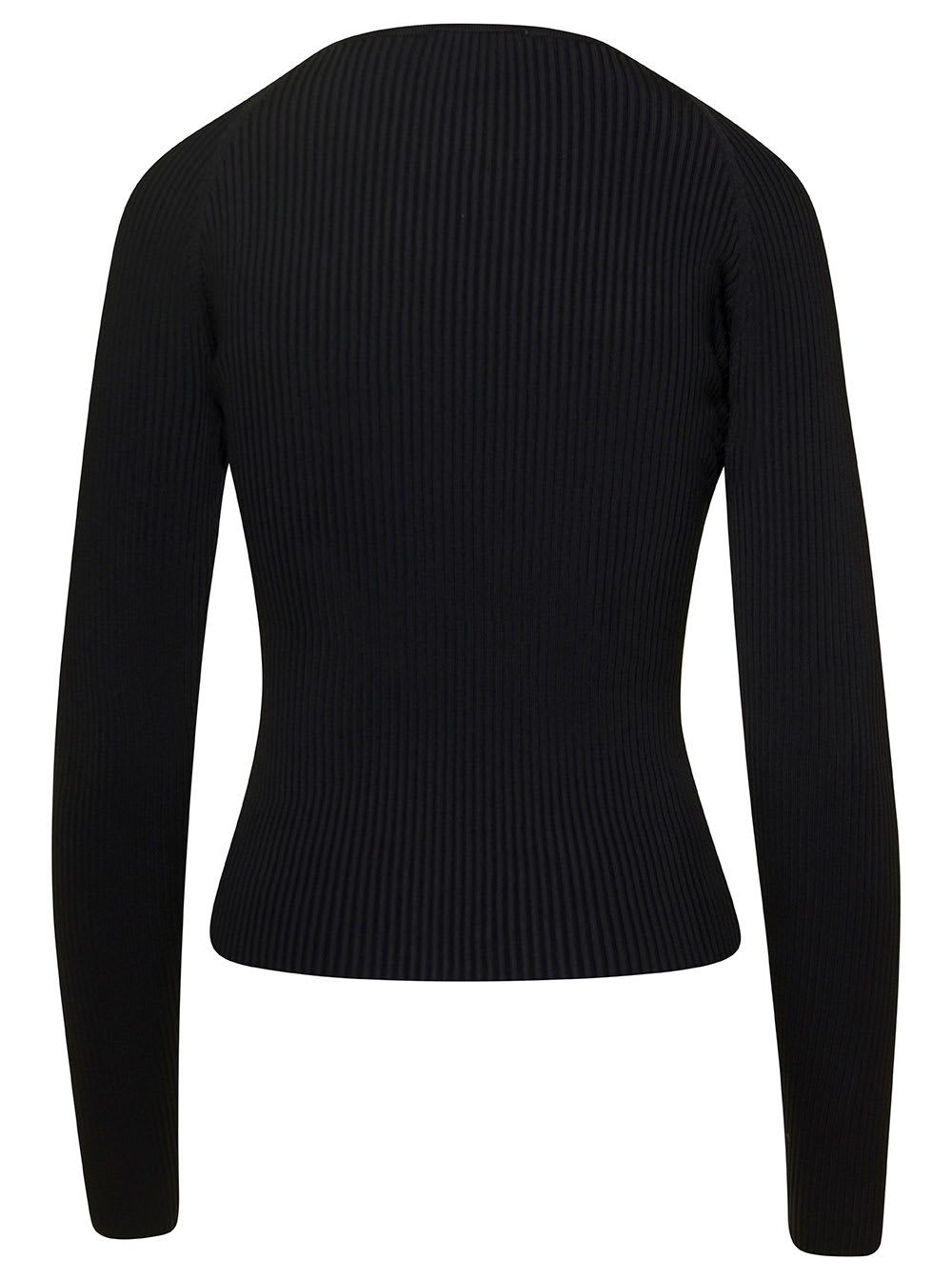 Coperni Black Long-sleeve Top With Twisted Cut-out Detail In Viscose Woman In Black