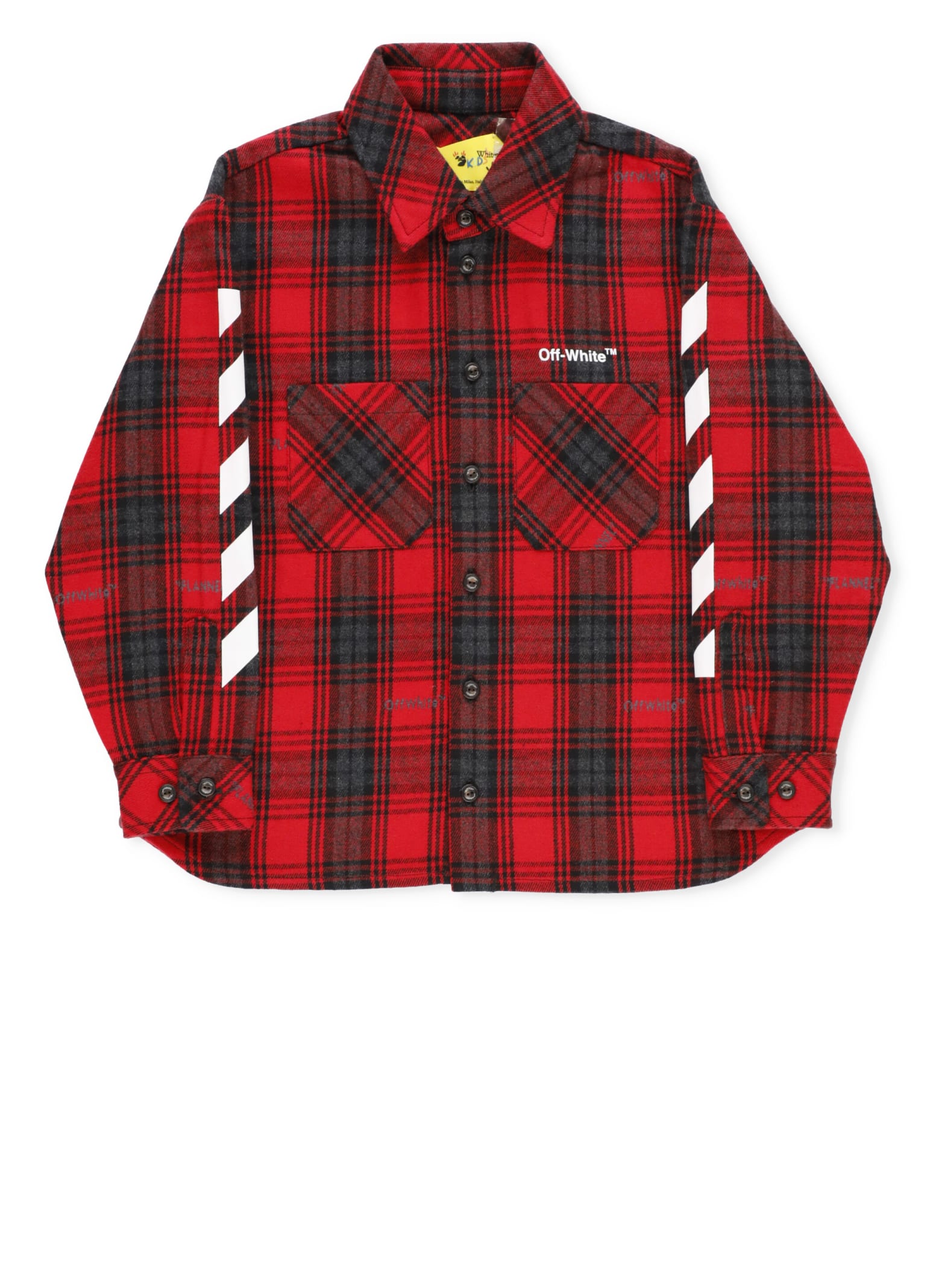 Off-white Check Logo Cotton-blend Shirt 8-10 Years In Red White