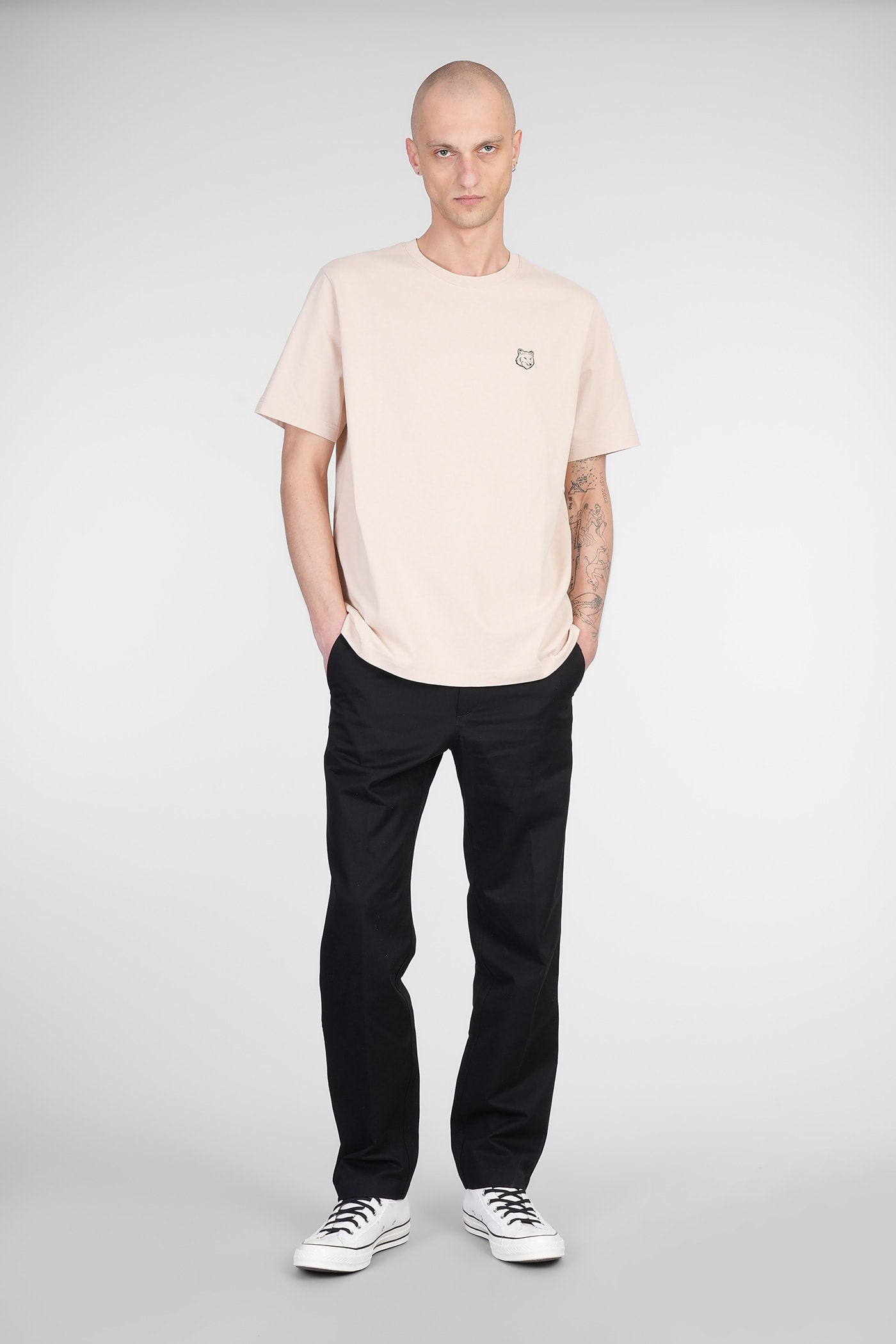 Shop Maison Kitsuné T-shirt In Beige Cotton
