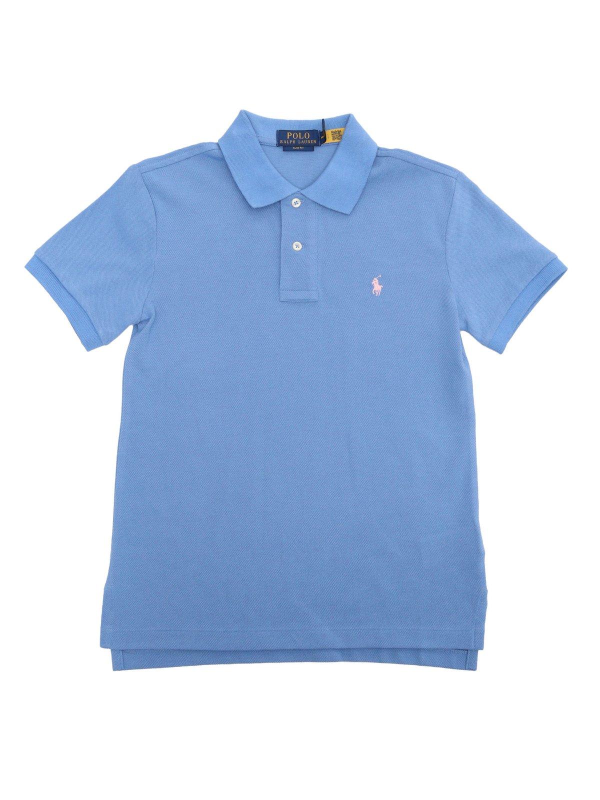 Shop Ralph Lauren Logo Embroidered Short-sleeved Polo Shirt In Azzurro