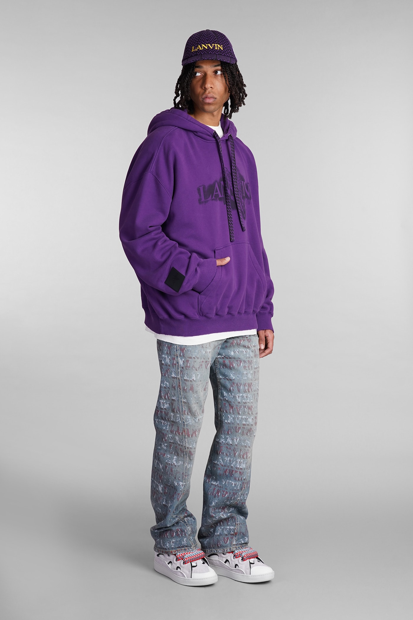 Shop Lanvin Sweatshirt In Viola Cotton