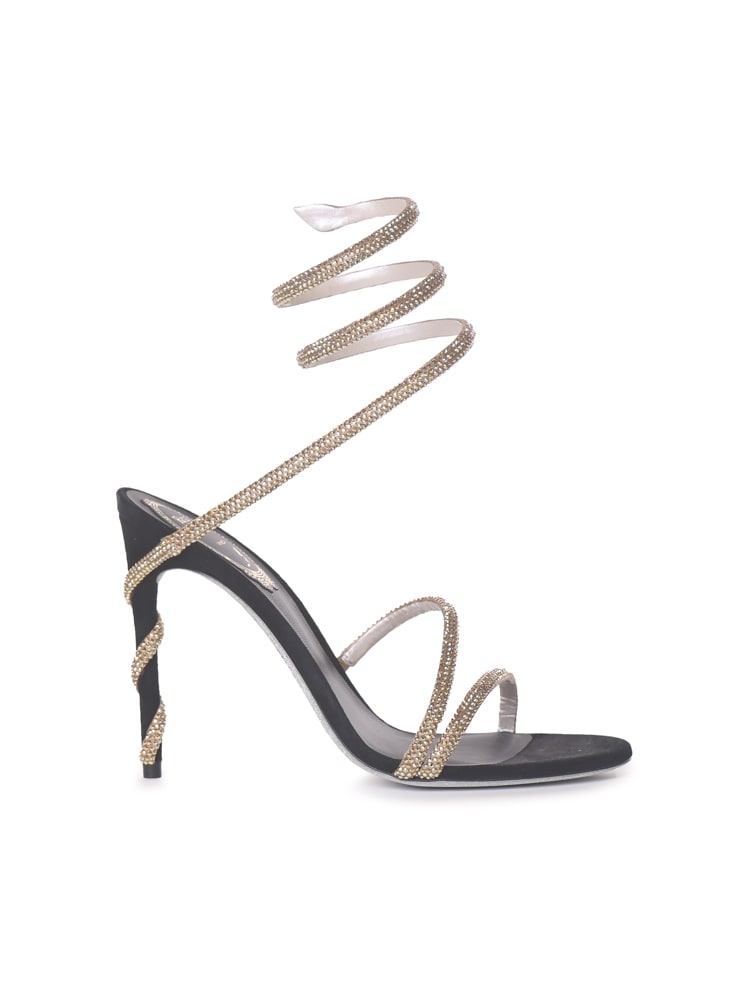 Shop René Caovilla Sandali Margot Platform In Gold, Black