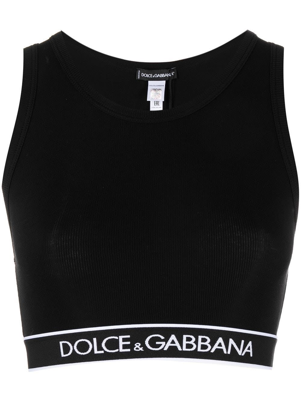 DOLCE & GABBANA JERSEY TOP WITH LOGO,11772413