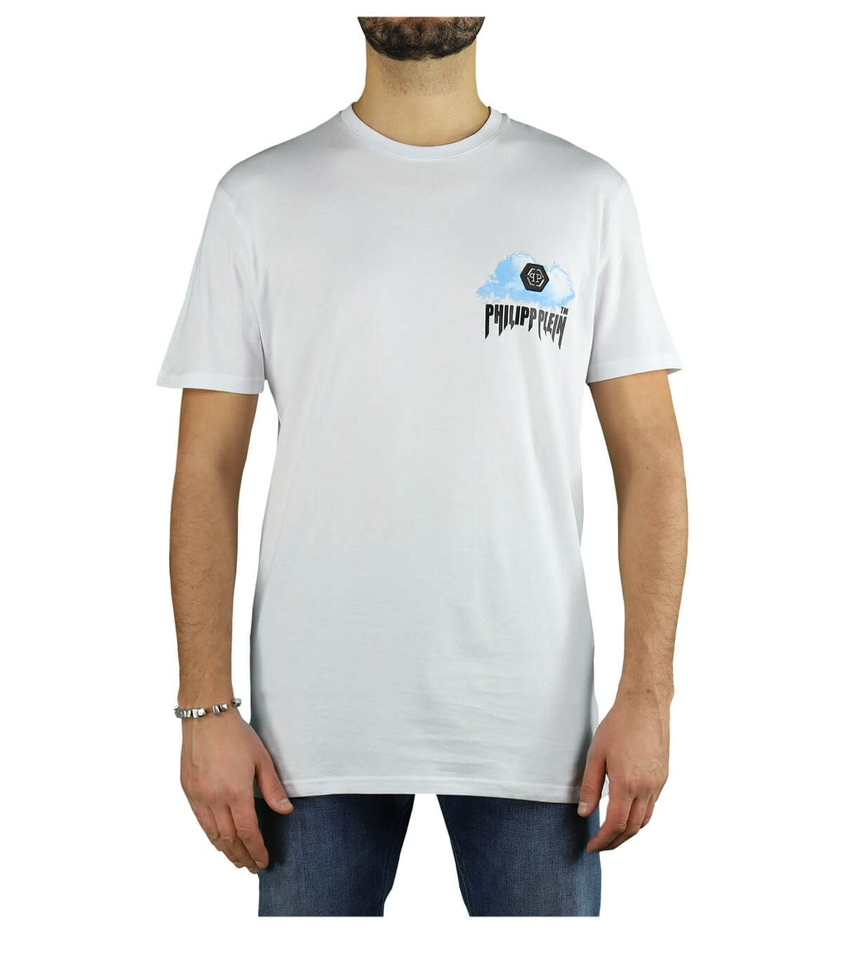 PHILIPP PLEIN SS CLOUDS WHITE T-SHIRT,11824081